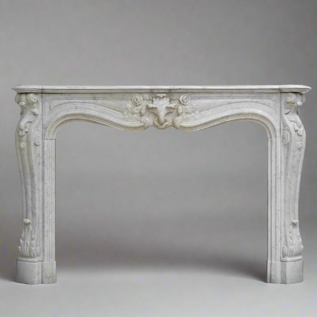 Antique French Style Carrara Marble Chimneypiece