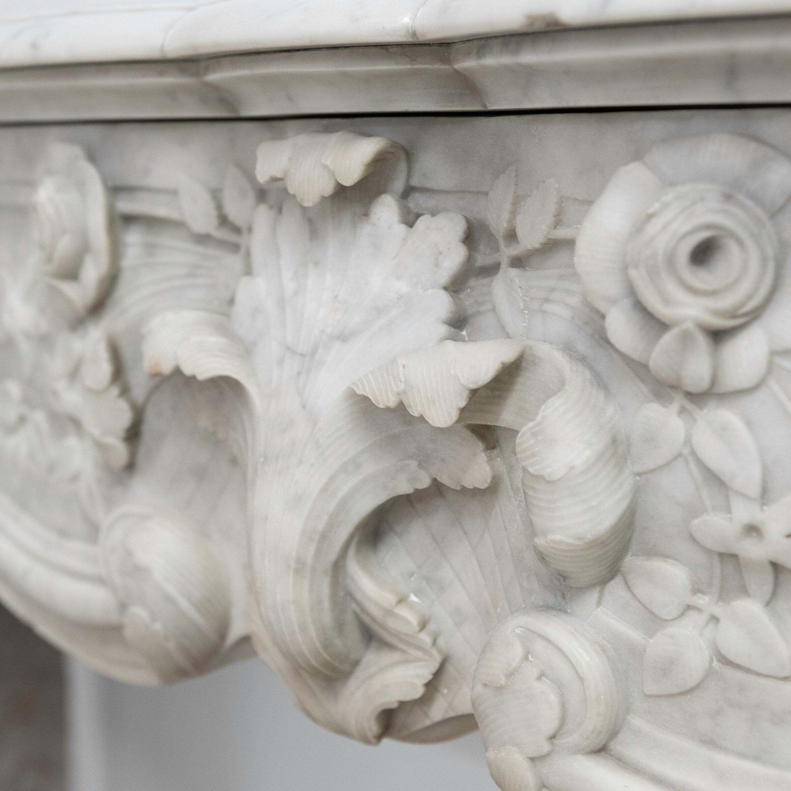 Home Fixtures Antique French Style Carrara Marble Chimneypiece photo