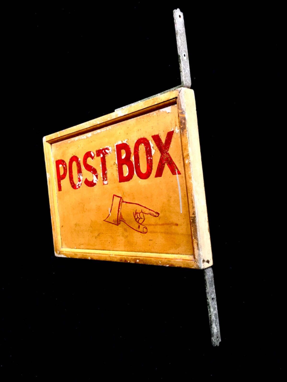 Antique Advertising   Early 20th Century Post Box Wooden Wall Mounted Sign C1930 photo for sale