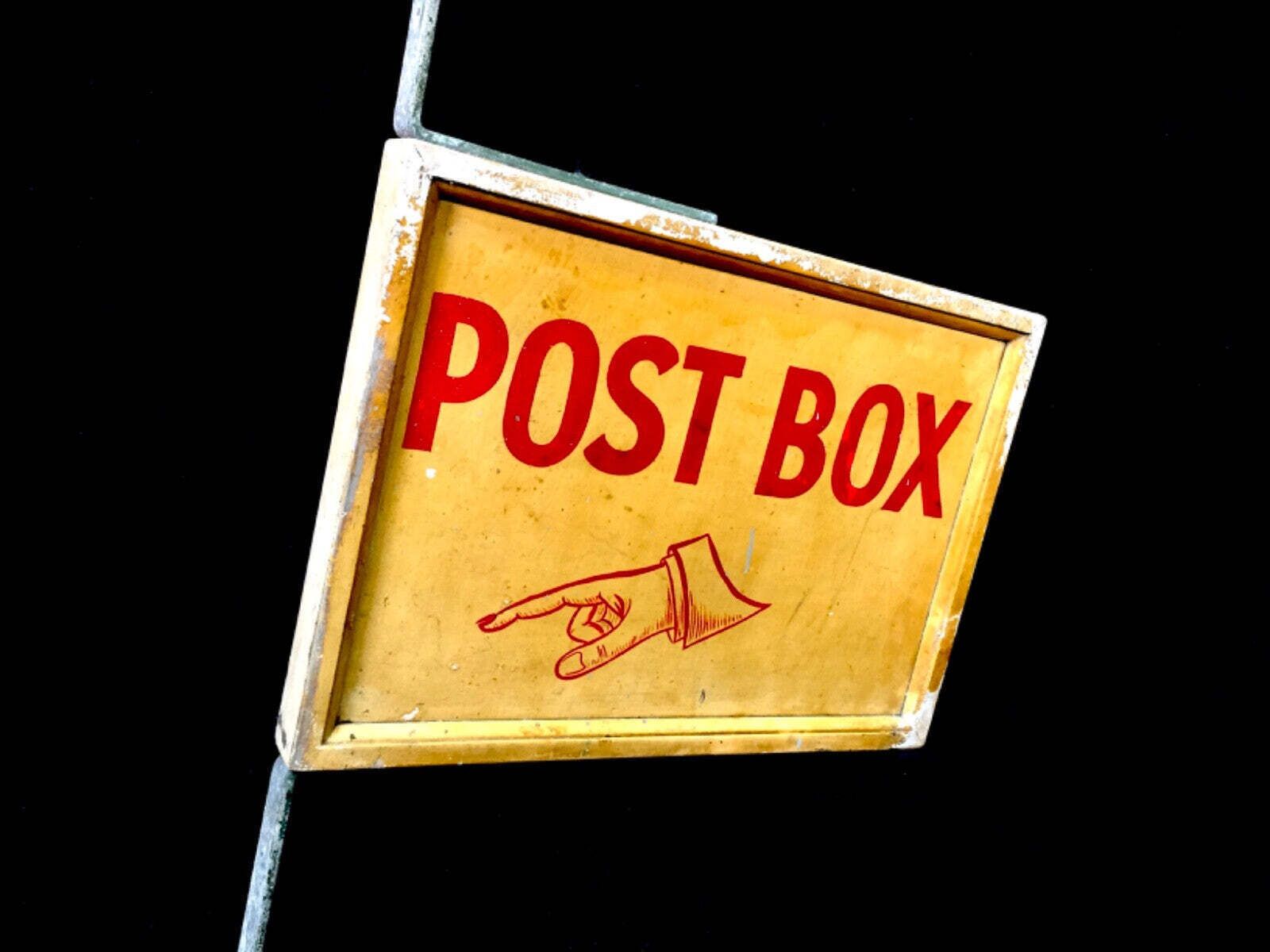 Antique Advertising   Early 20th Century Post Box Wooden Wall Mounted Sign C1930 photo buy