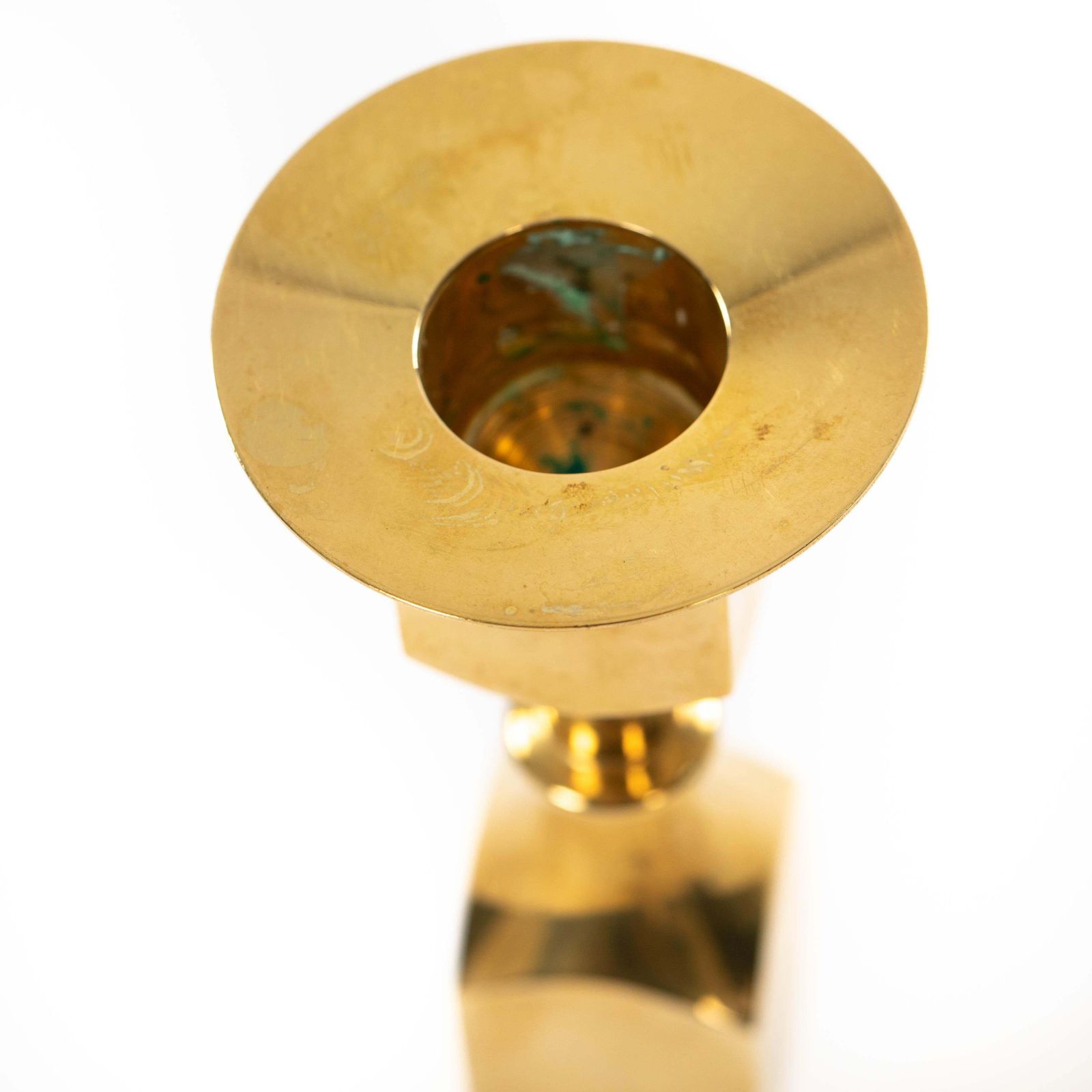 photo furniture Pair Of Modern, Heavy Brass Candlesticks By Bernt Karlsson By Gusum 1980, Signed