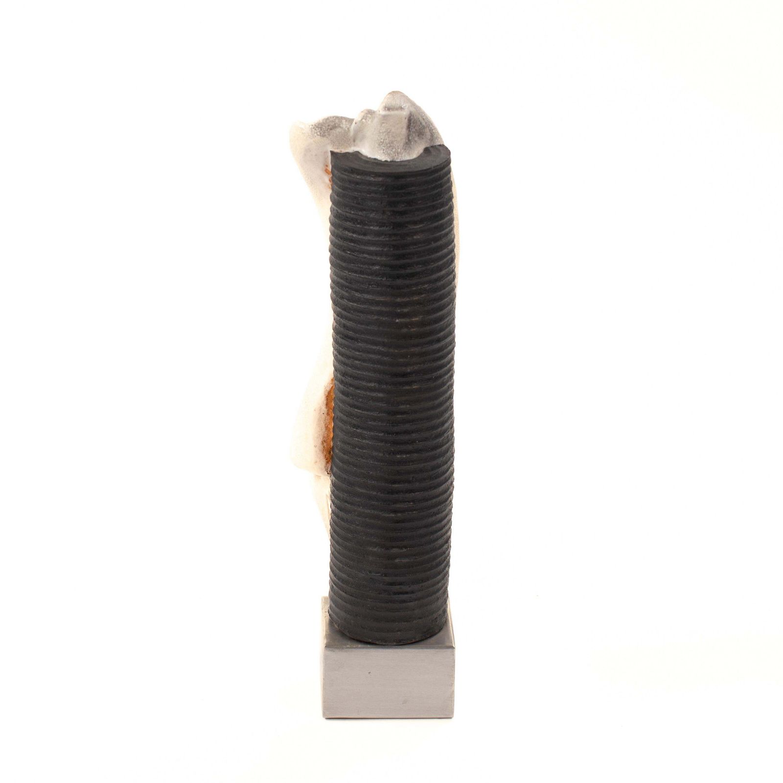 Stoneware Sculpture On Steel Base With Glaze In Grey White Black, Signed Zauli photo 7195.0
