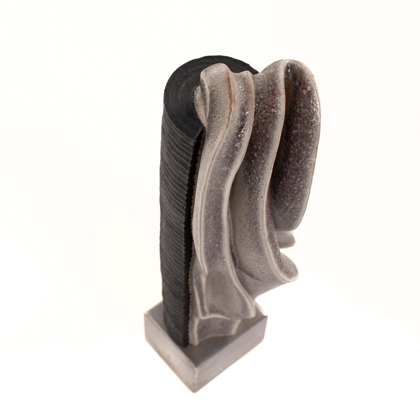 7195.0 Stoneware Sculpture On Steel Base With Glaze In Grey White Black, Signed Zauli photo