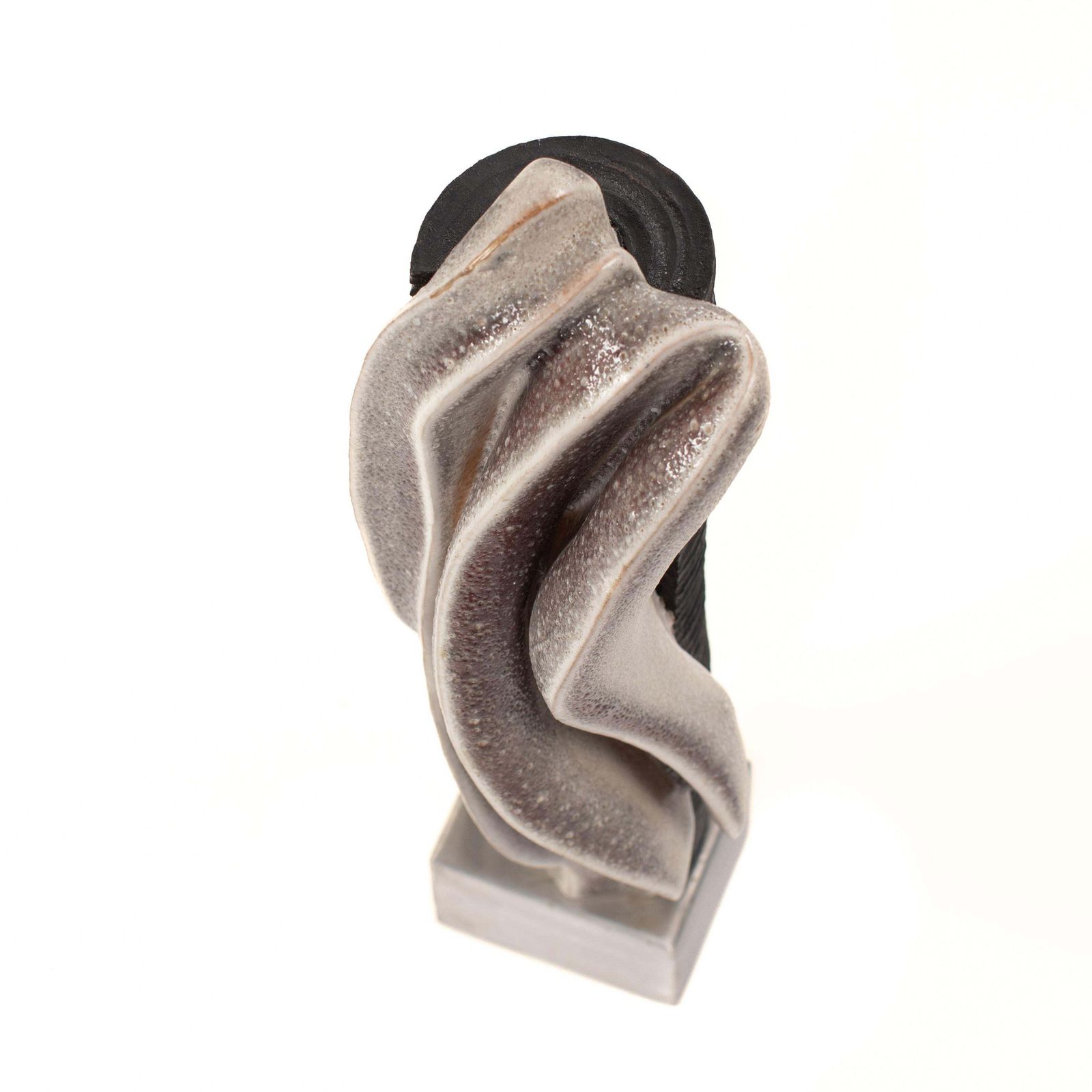 photo vinterior Stoneware Sculpture On Steel Base With Glaze In Grey White Black, Signed Zauli