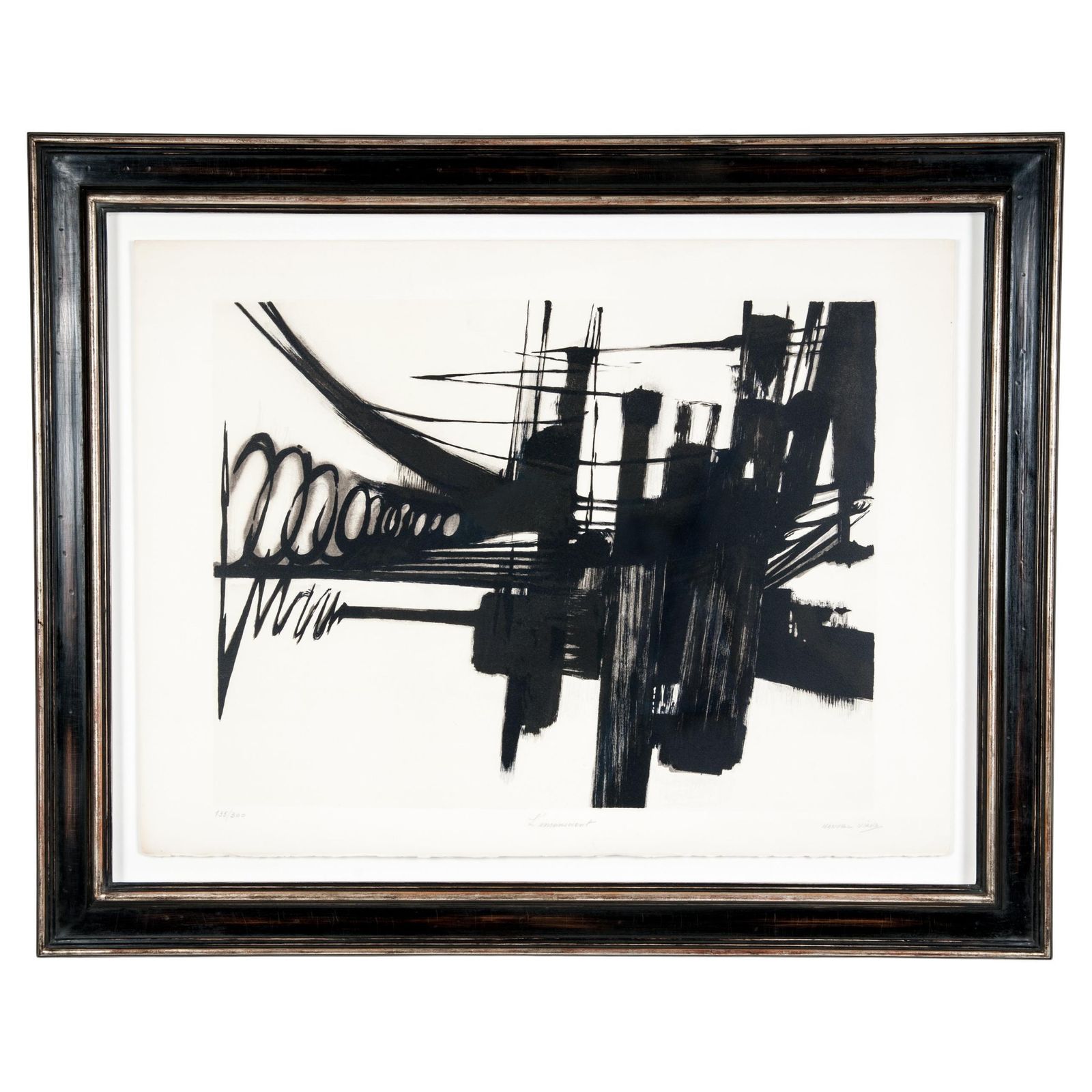 Drawing By Manuel Viana, Lithography In Black And White, Limited Edition 1970s