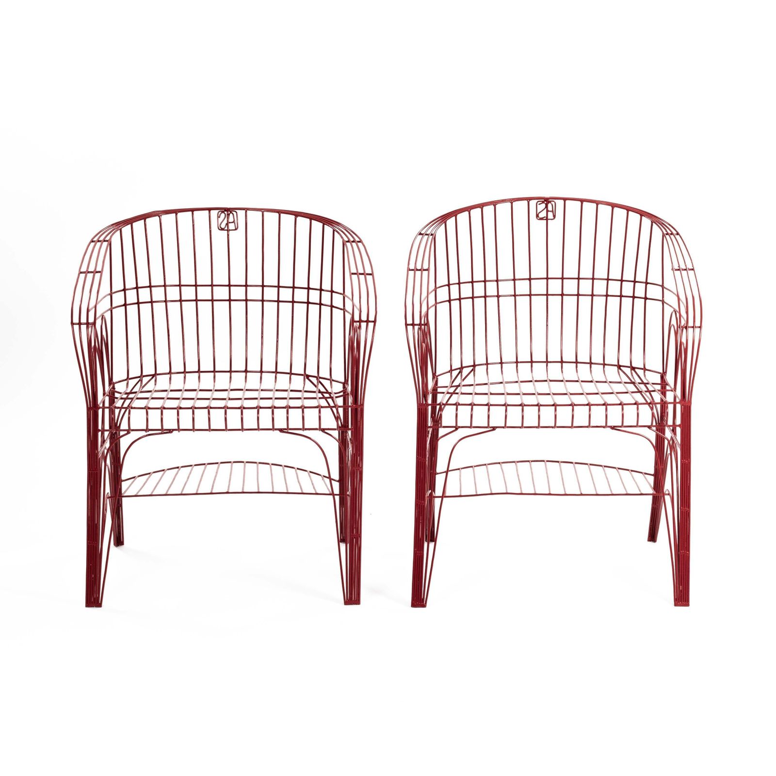 Pair Of Red Modern Italian Armchairs In Welded Construction By A. Spazzapan 2005 photo for sale