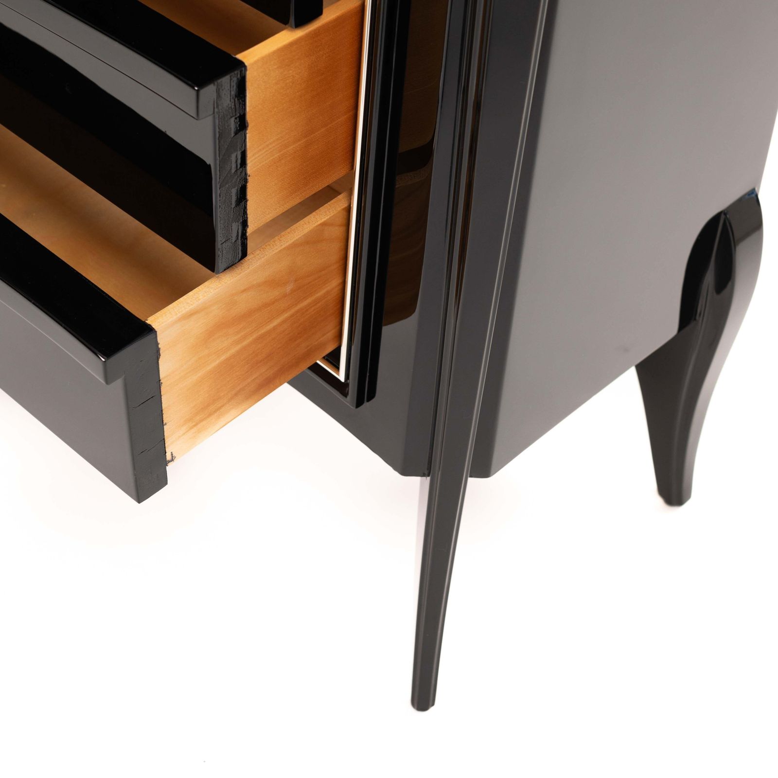 14219.0 French Art Déco Secretaire Black High Gloss Lacquer Nickel Plated Fittings 1925 photo