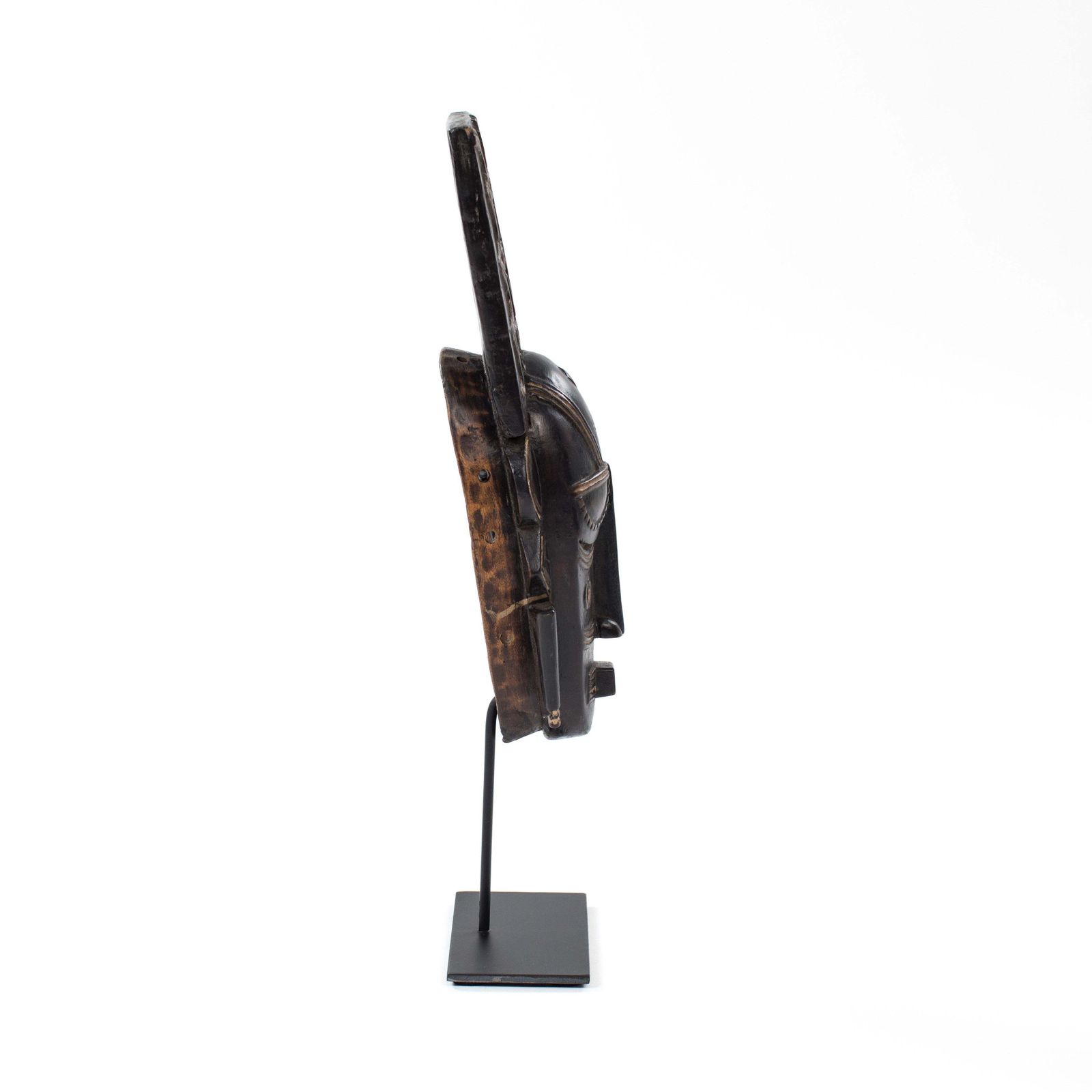 Africain Wooden Ligbi Mask Protruding Plate On The Head, Ivory Coast 1980s photo vintage