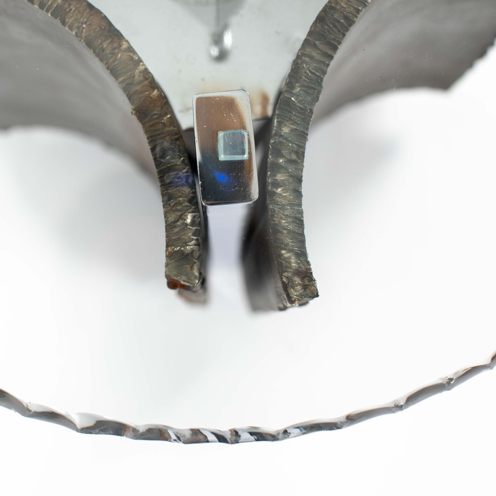 photo vinterior Mid Century Italian Brutalist Side Tables Iron Glass Nickel By Banci, Florence