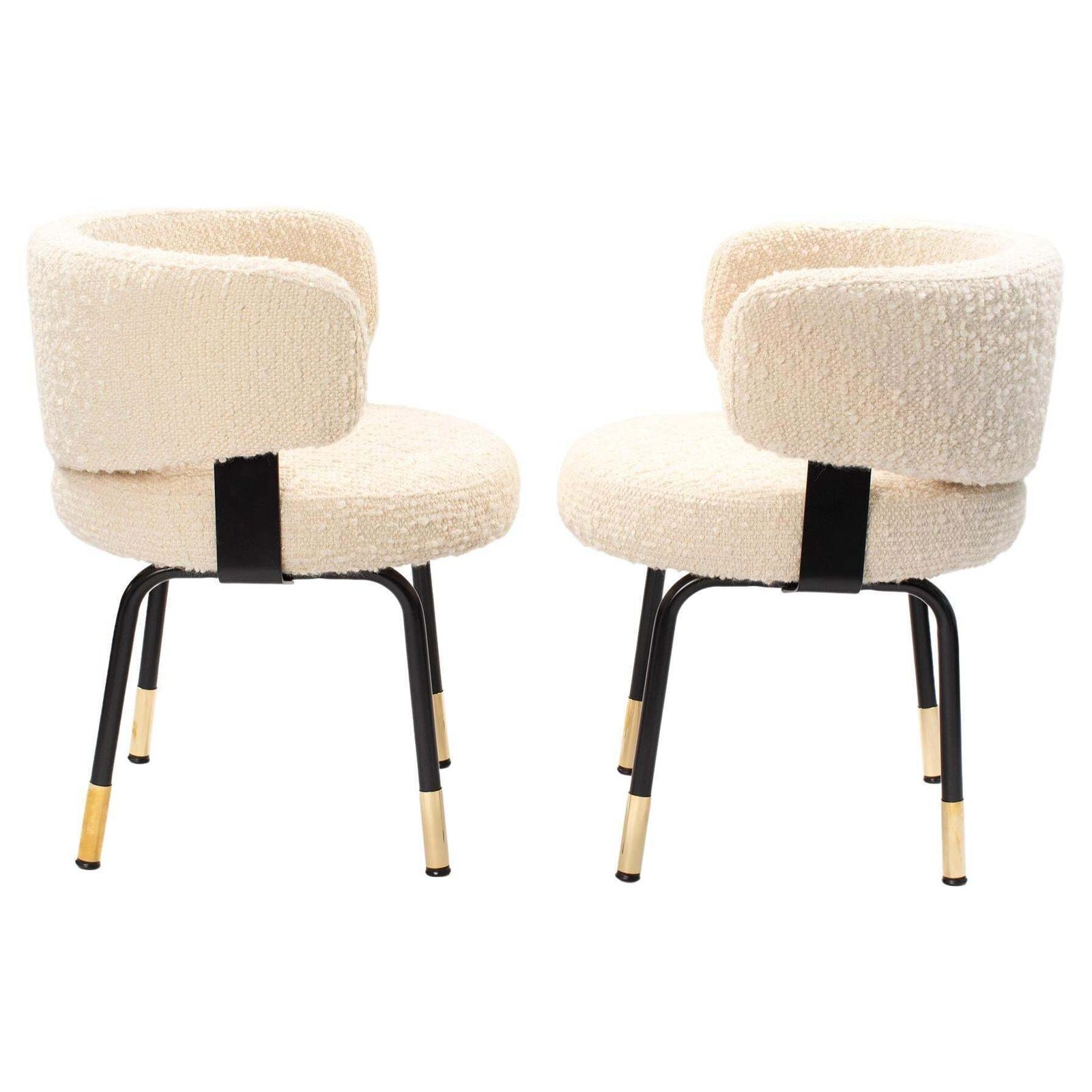 Pair Of Extravagant Formanova Armchairs Covered With Bouclé Fabric Italy 1970s
