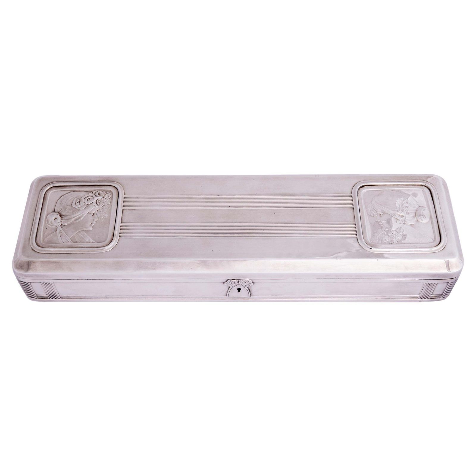 Large Art Nouveau Silver Jewelry Box France 1900 1910