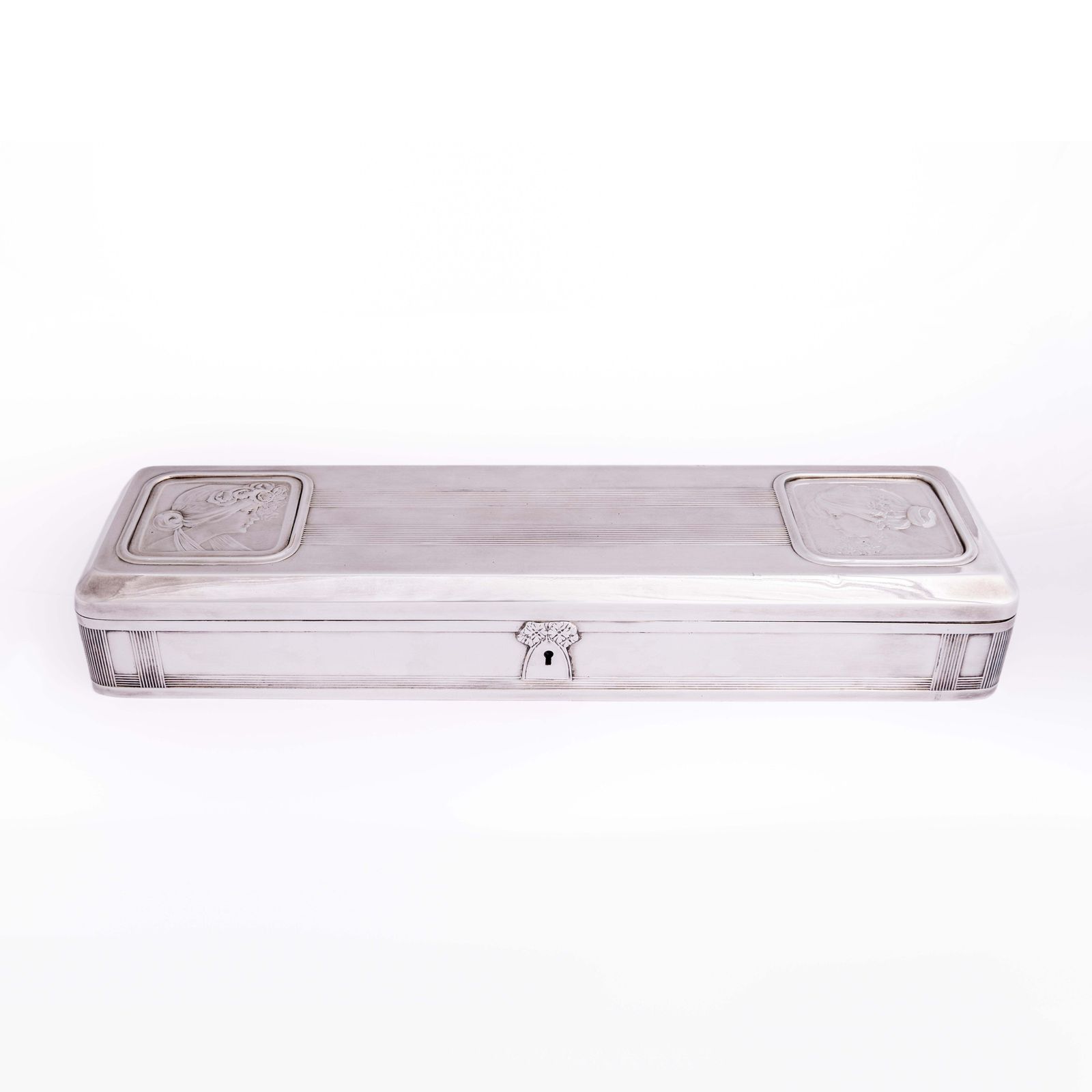 Large Art Nouveau Silver Jewelry Box France 1900 1910 photo for sale