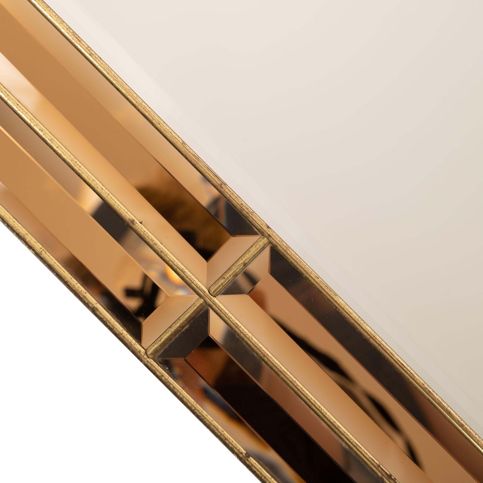 Italian Mid Century Mirror Amber Gold Faceted Surfaces 1970s photo 3169.0