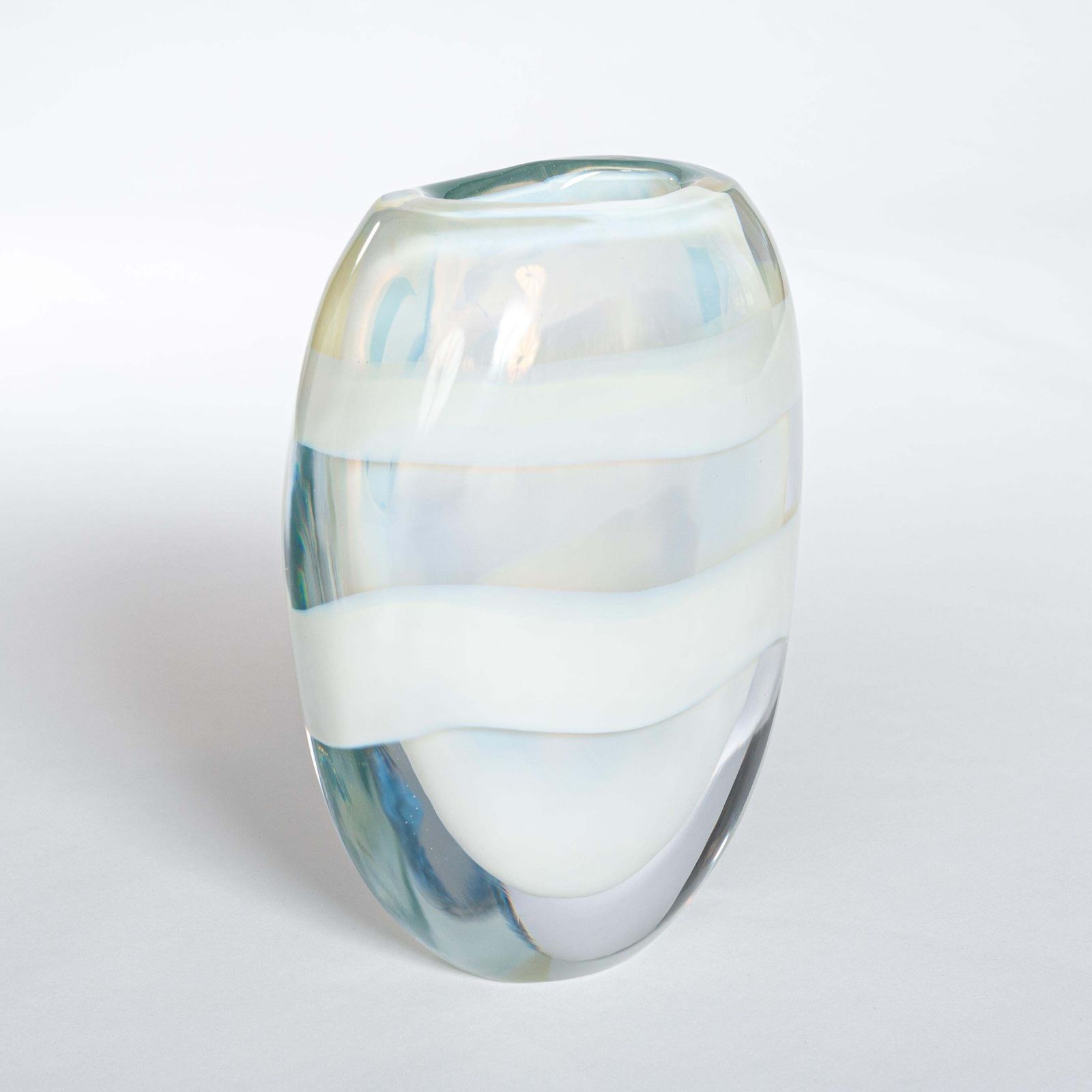 Modern Italian Heavy Opalescent Murano Glass Vase Signed By P. Signoretto photo 2741.0