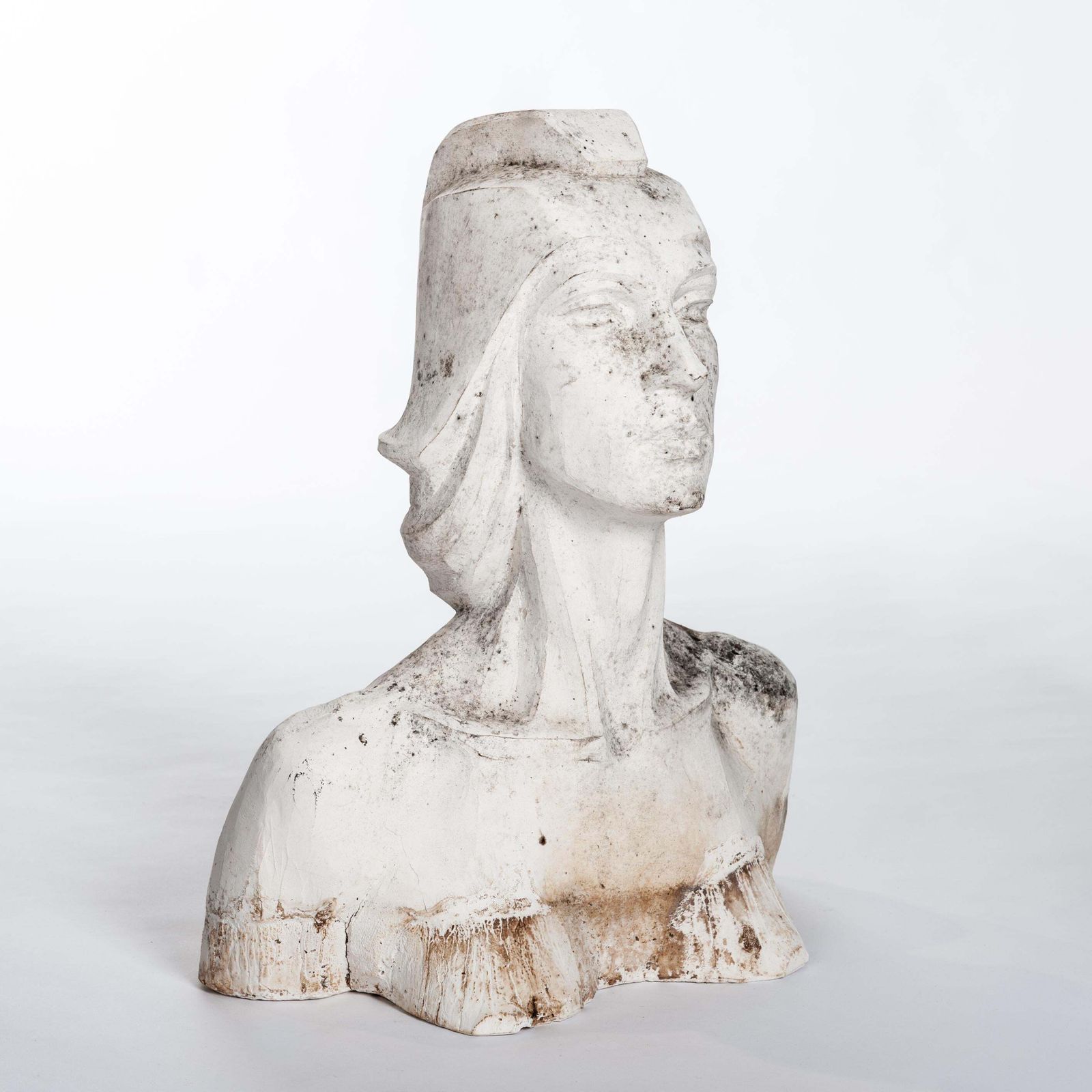 Modern Spanish White Plaster Female Bust Sculpture By Lucita Latorre, 1991 photo Art