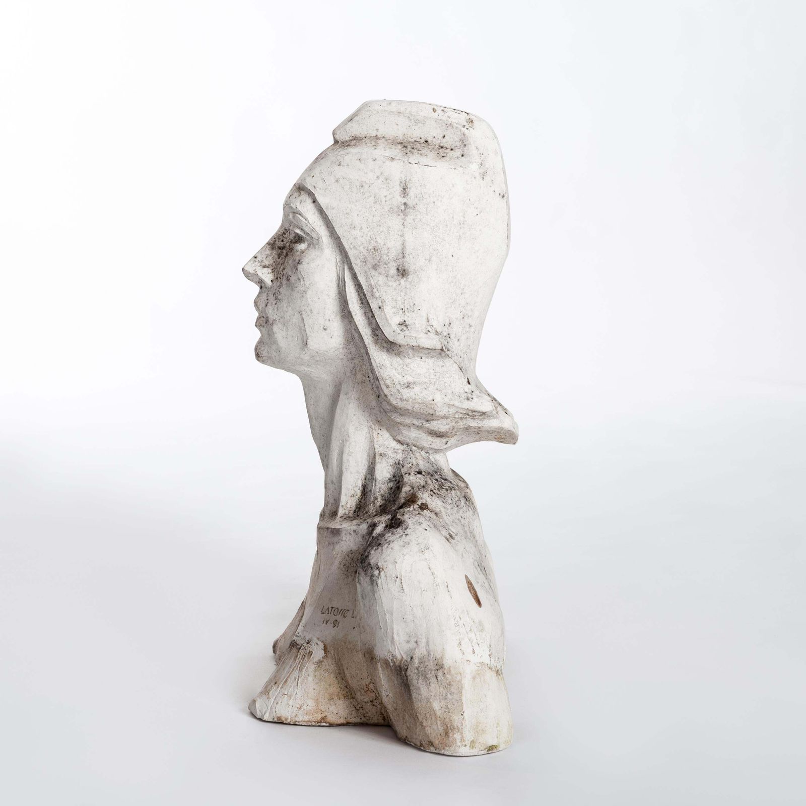 Modern Spanish White Plaster Female Bust Sculpture By Lucita Latorre, 1991 photo buy