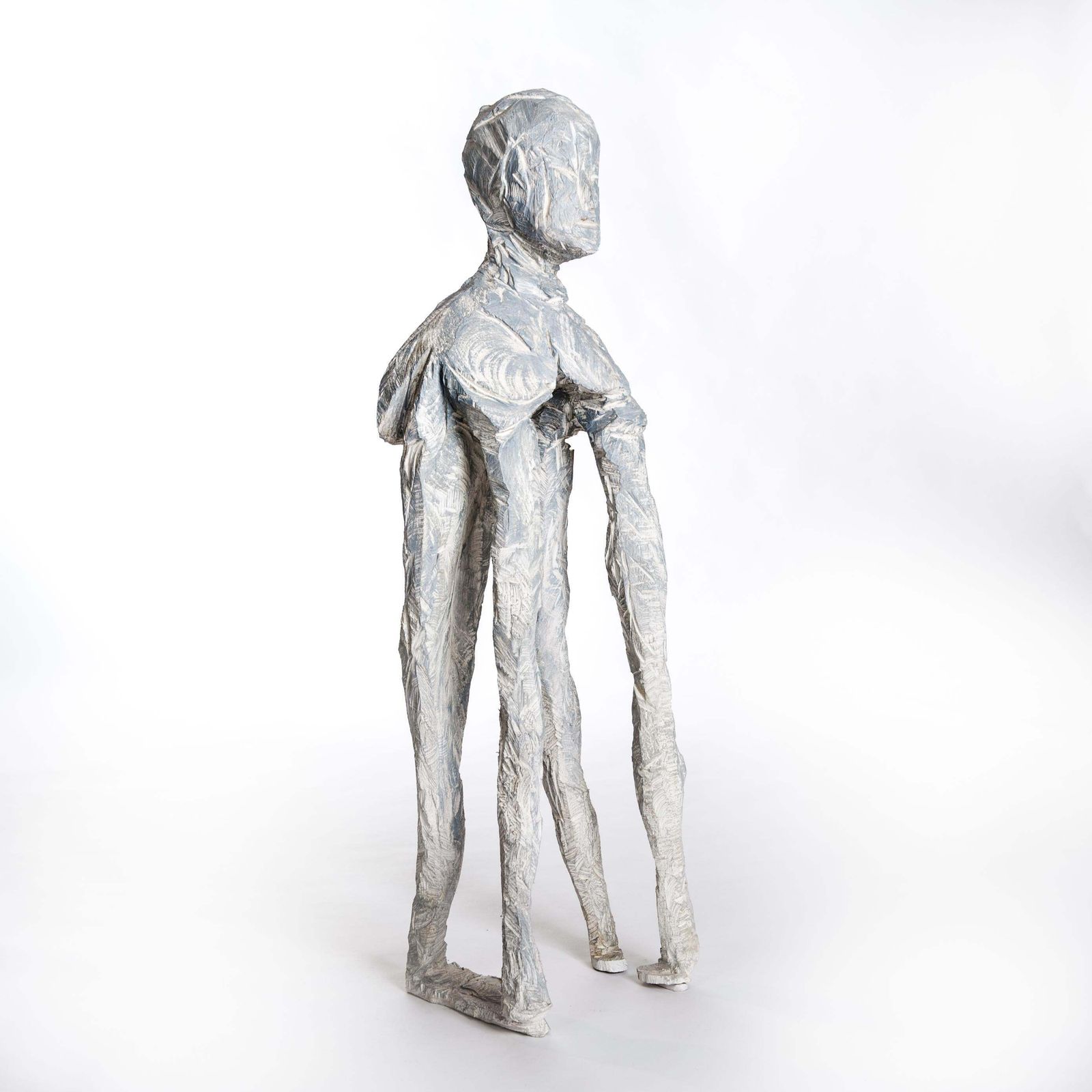 Abstract Wooden Sculpture "Chimera" Painted Grey White By Christofer Kochs 2017 photo for sale