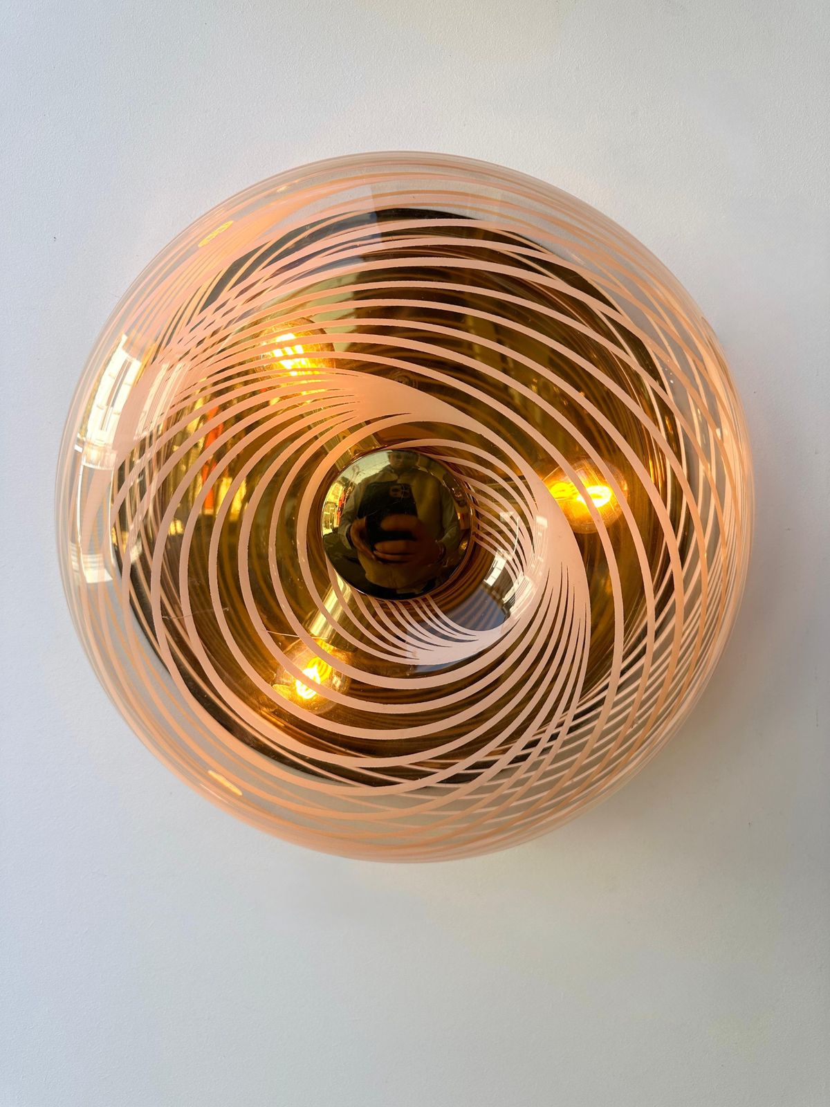 Pair Of Lucite Spiral And Brass Sconces  Italy, 1970s photo for sale