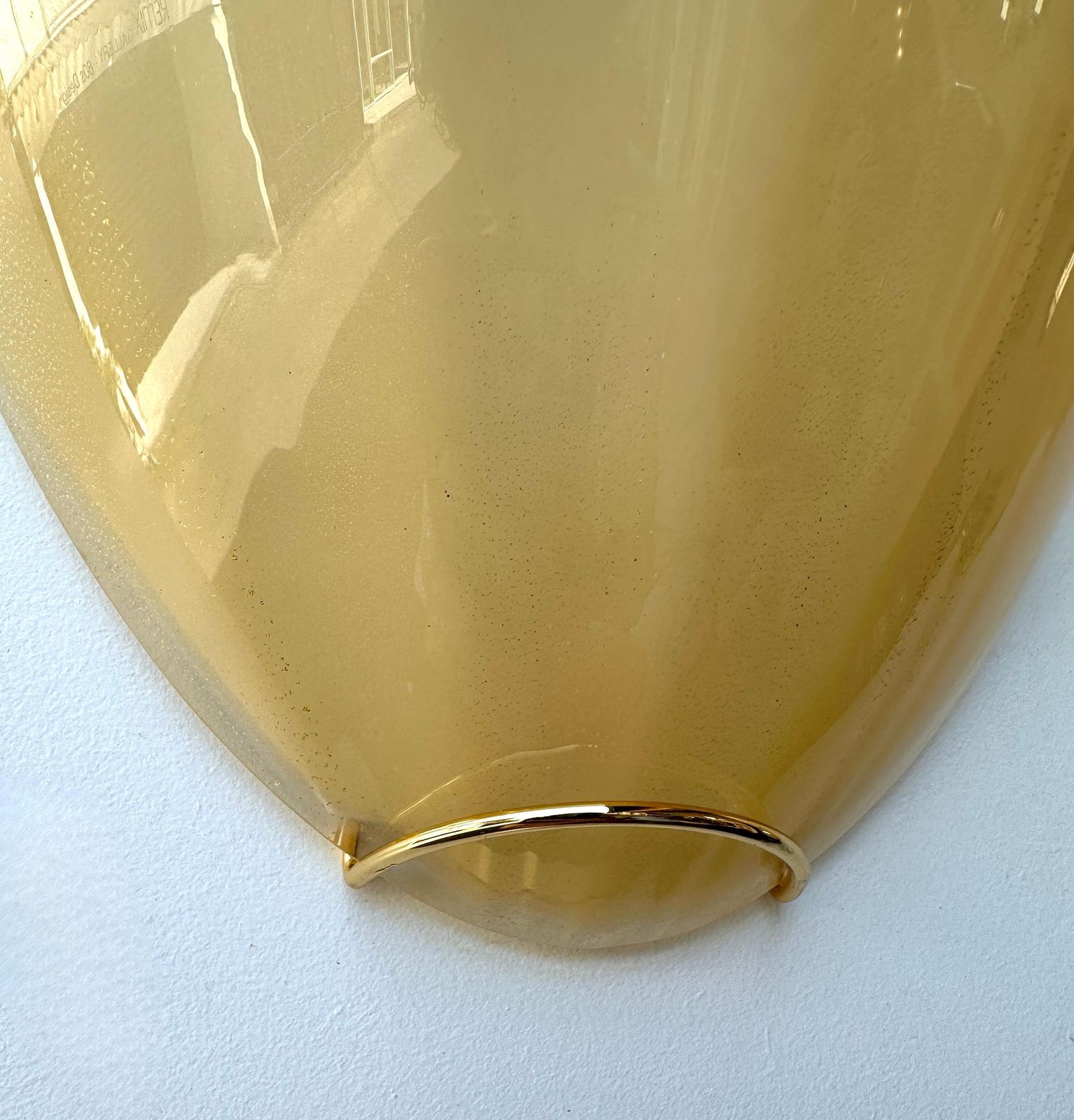 Contemporary Pair Of Yellow Gold Leaf Murano Glass And Brass Sconces, Italy photo Lighting