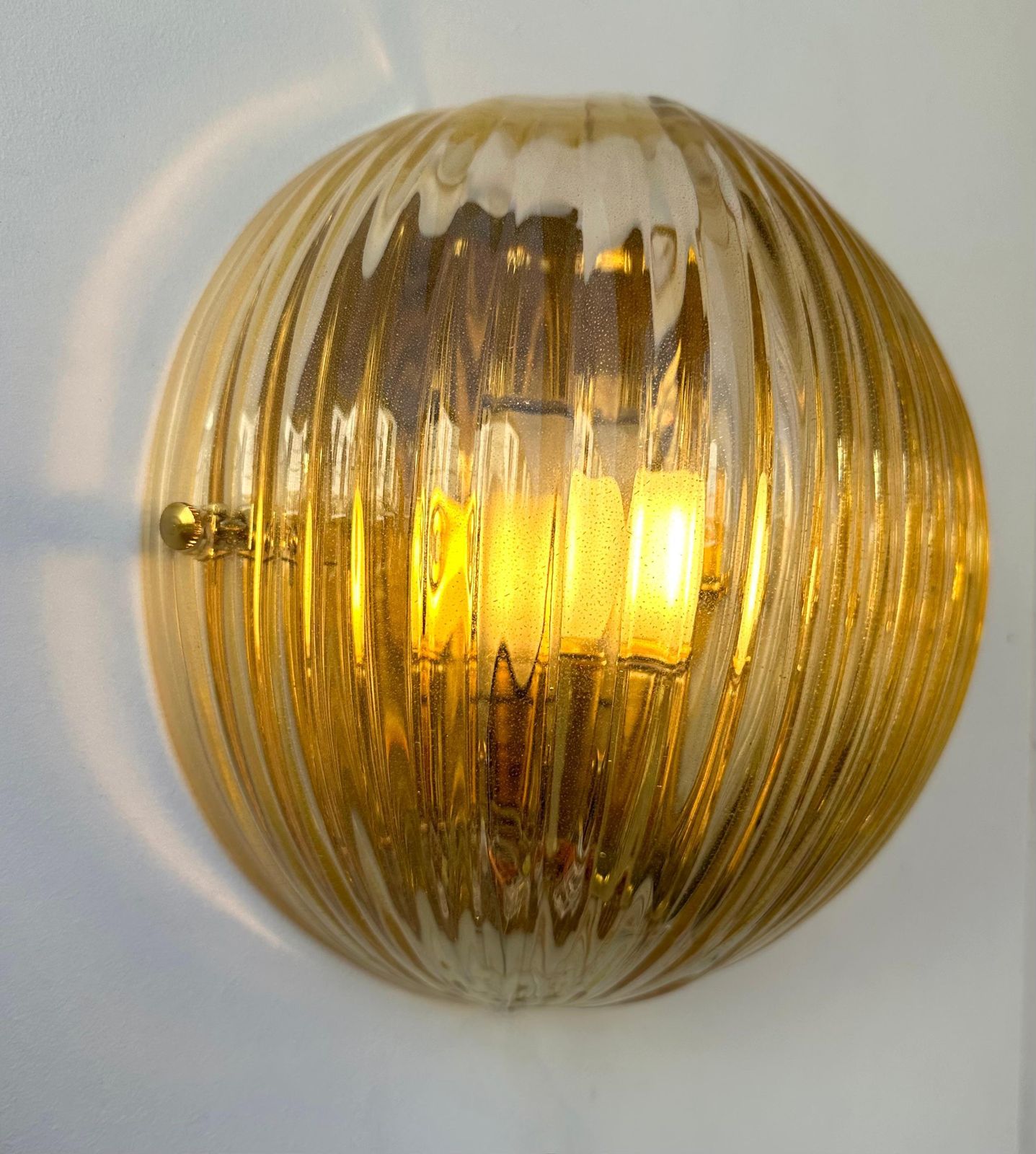 Contemporary Pair Of Gold Leaf Murano Glass Half Ball Sconces, Italy, 2000s photo Lighting