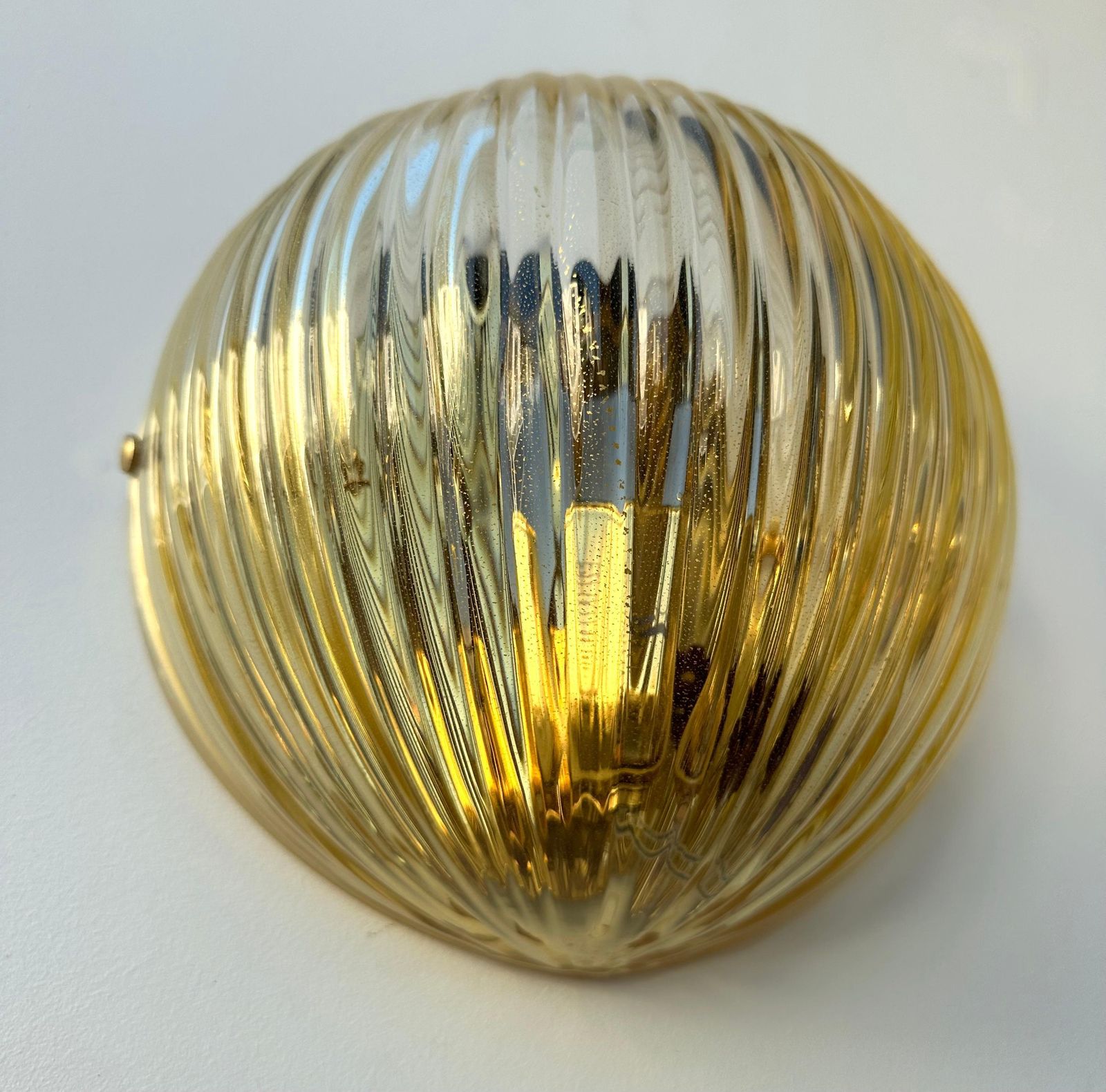 photo for sale Contemporary Pair Of Gold Leaf Murano Glass Half Ball Sconces, Italy, 2000s