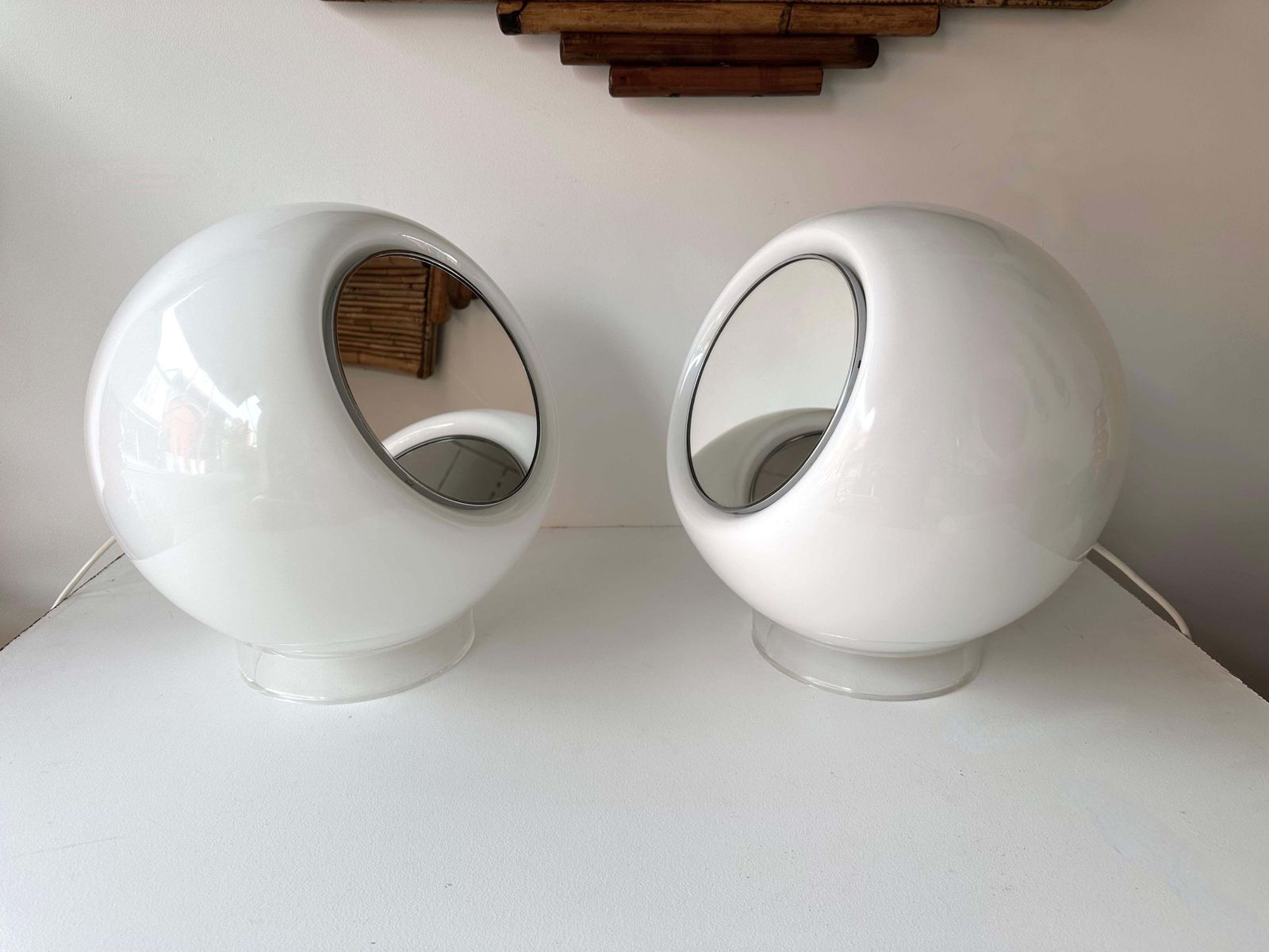 4283.0 Pair Of Murano Ball Glass Lamps Elios By Giusto Toso For Leucos, Italy, 1970s photo