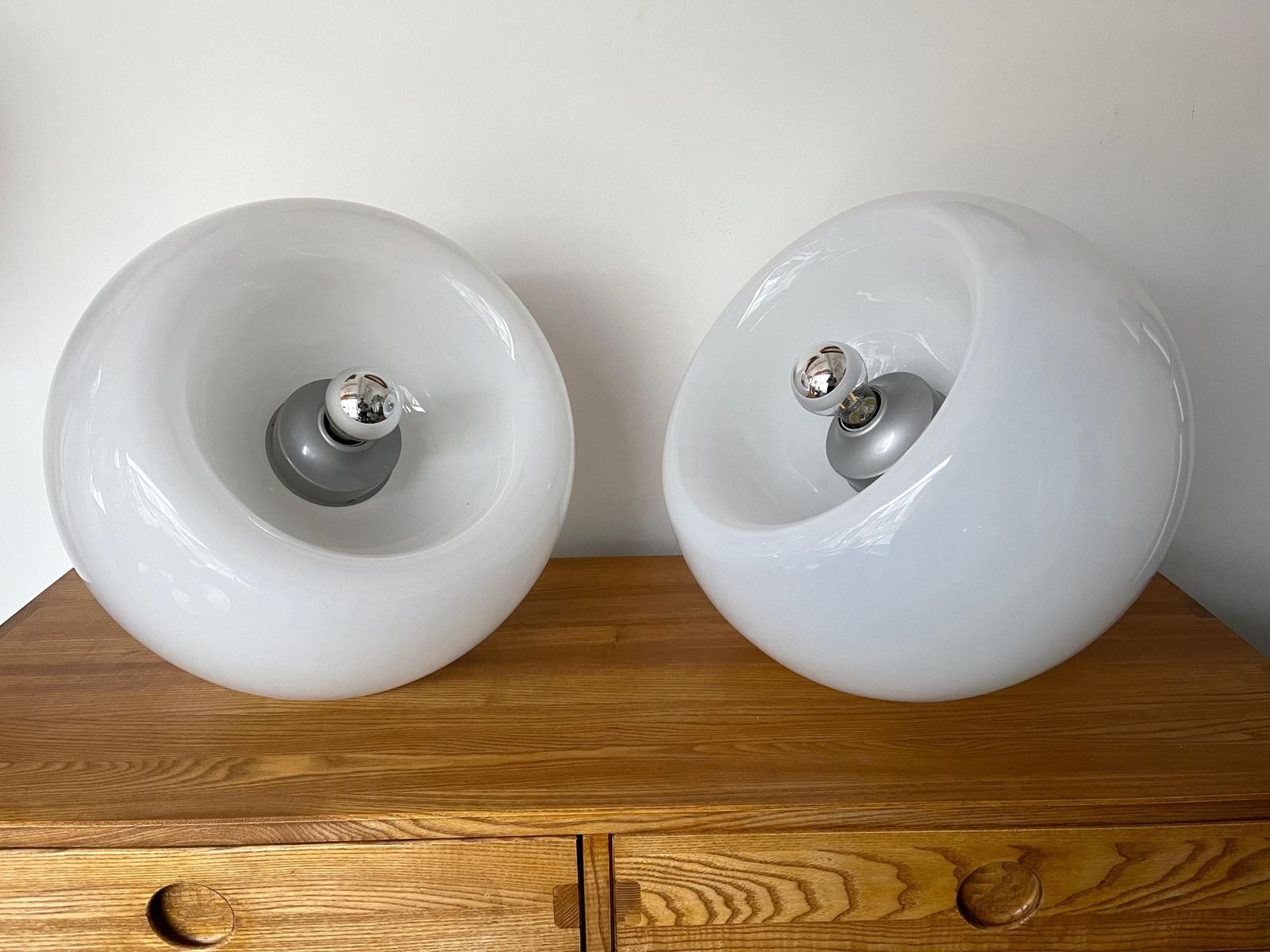 photo vinterior Space Age Pair Of Vacuna Murano Glass Lamps By Artemide, Italy, 1968