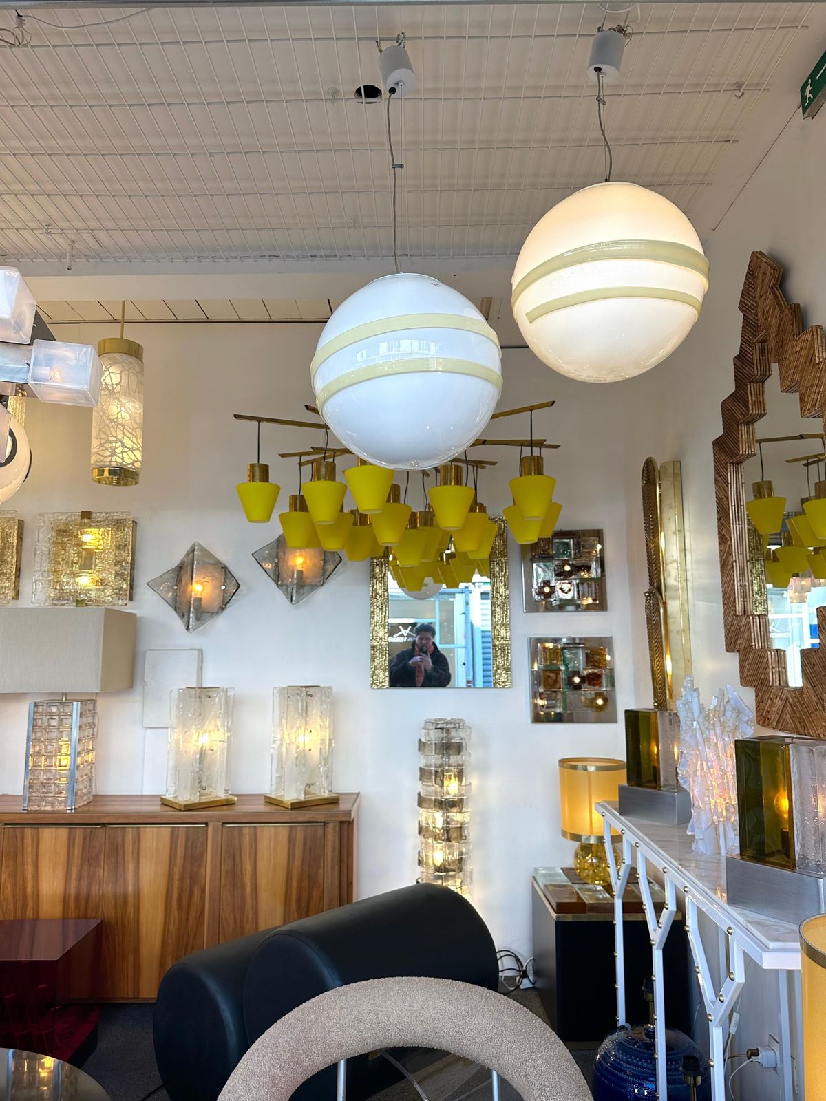 photo furniture Saturn Ball Murano Glass Pendant Lighting By Murano Due, Italy, 1990s