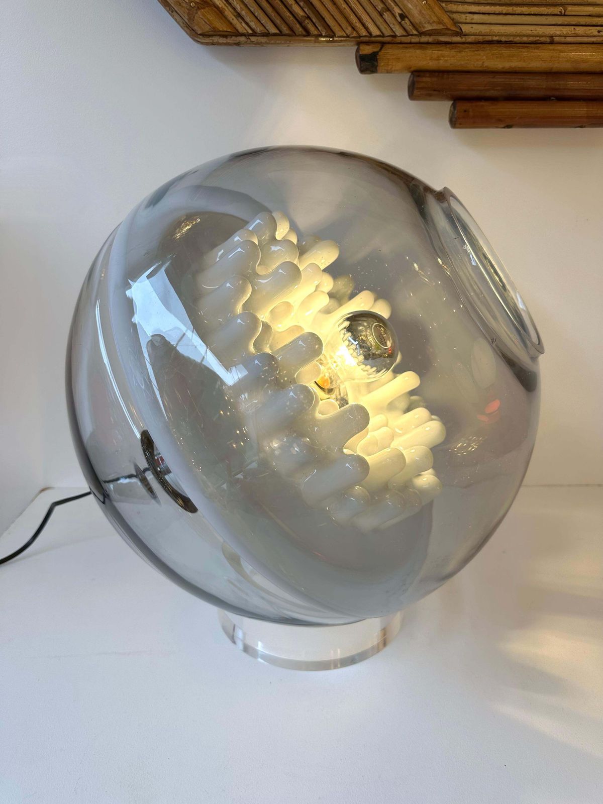 Space Age Murano Glass And Lucite Lamp By Leucos, Italy, 1970s photo vinterior