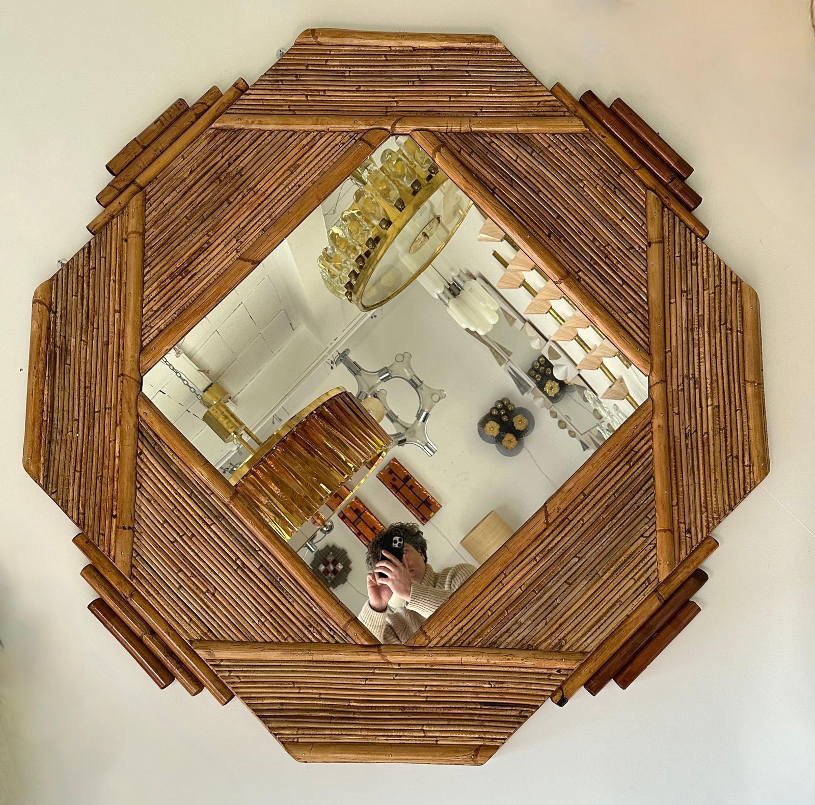 Large Bamboo And Rattan Mirror By Colin Morrow For Vivai Del Sud. Italy, 1970s photo 4883.0