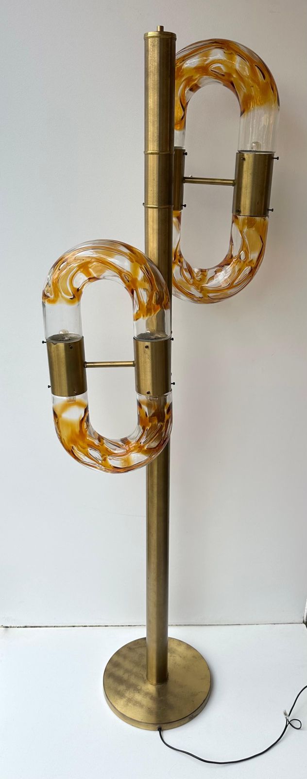 Brass Chain Floor Lamp Murano Glass By Aldo Nason For Mazzega, Italy, 1970s photo buy