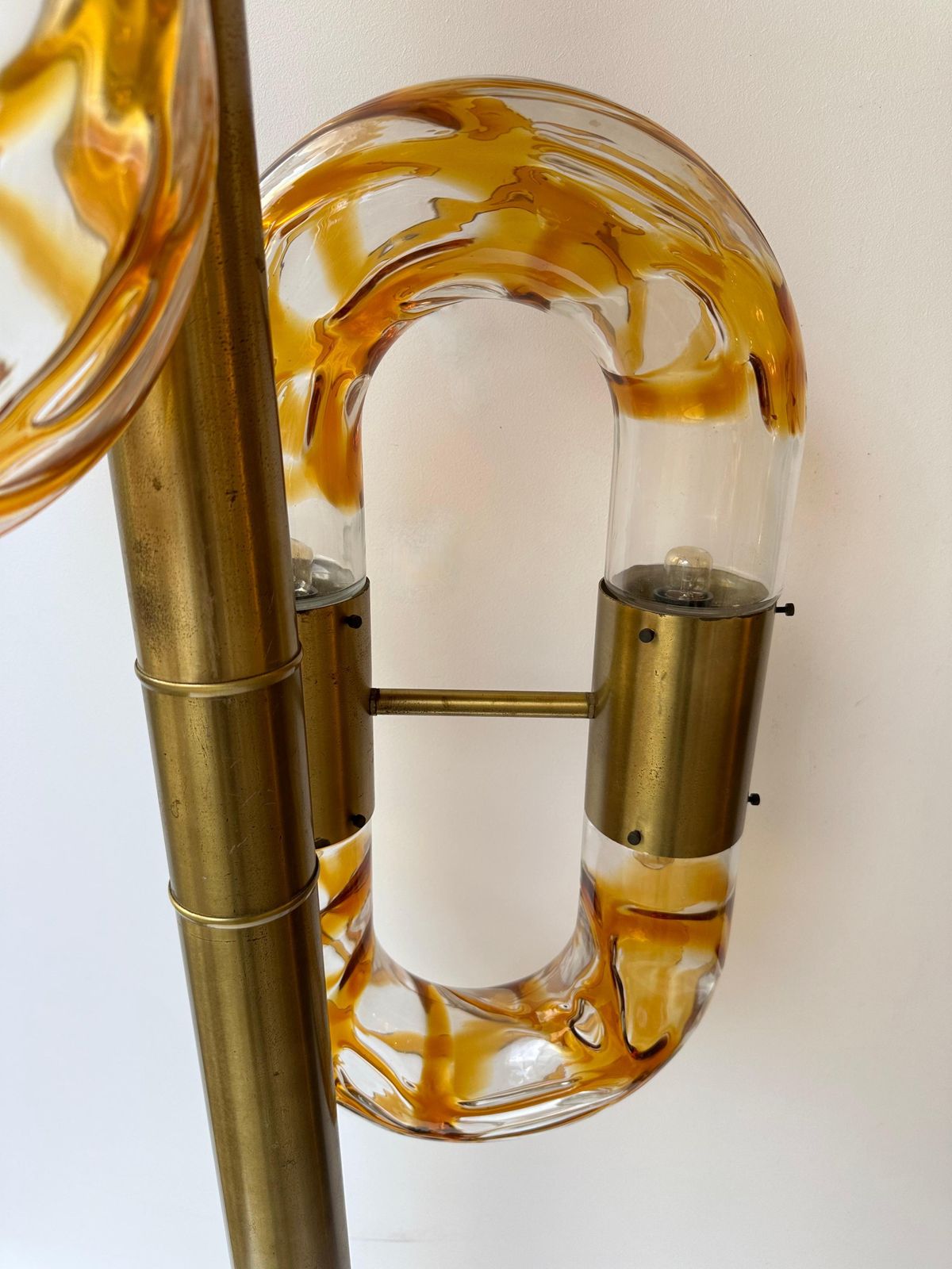 photo vinterior Brass Chain Floor Lamp Murano Glass By Aldo Nason For Mazzega, Italy, 1970s