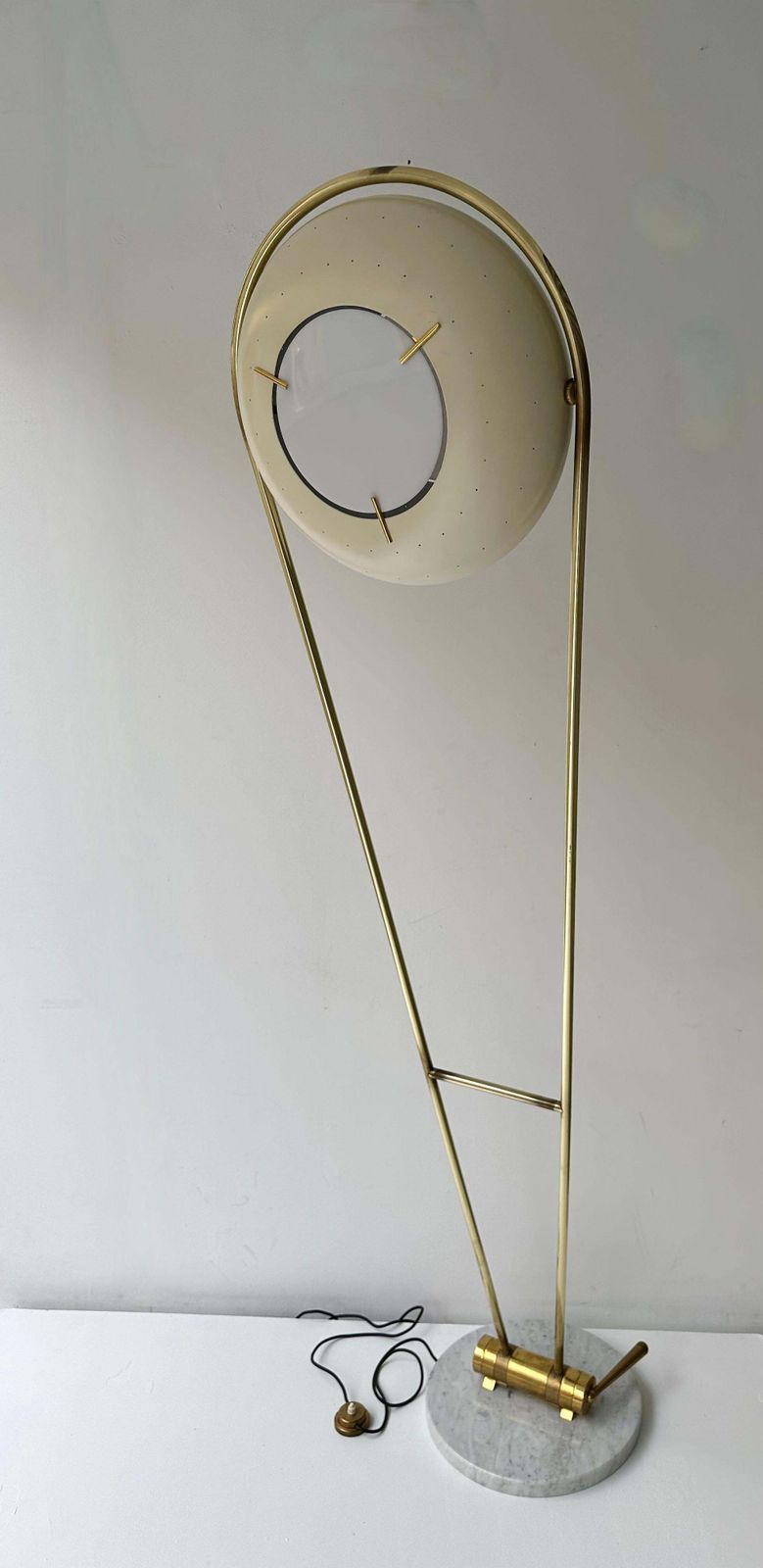 Mid Century Floor Lamp Brass Metal By Angelo Lelii For Arredoluce, Italy, 1950s photo vintage