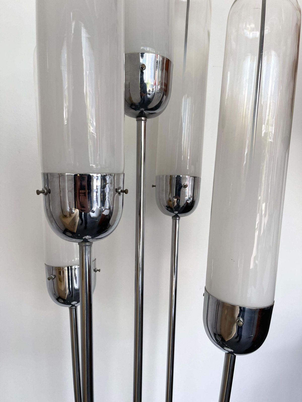 Lighting Mid Century Modern Reed Floor Lamp Murano Glass Metal By Mazzega, Italy, 1970s photo
