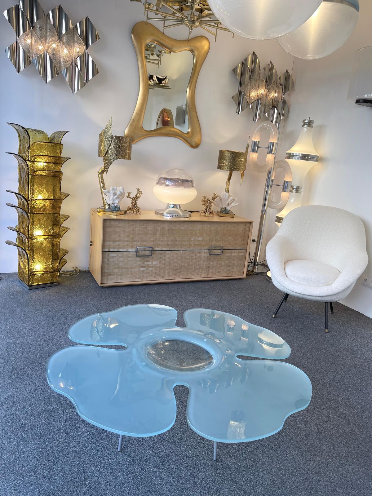Flower Glass Coffee Table By Glas Italia, Italy, 1990s photo vintage