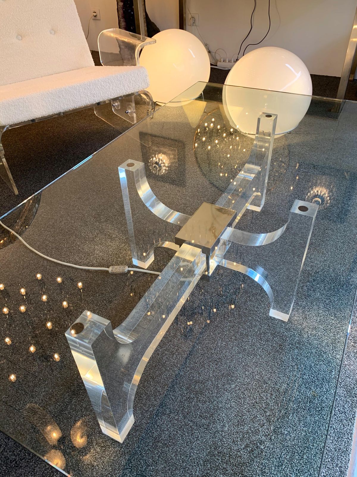 Lightning Lucite And Metal Coffee Table By Philippe Jean, France, 1970s photo Furniture