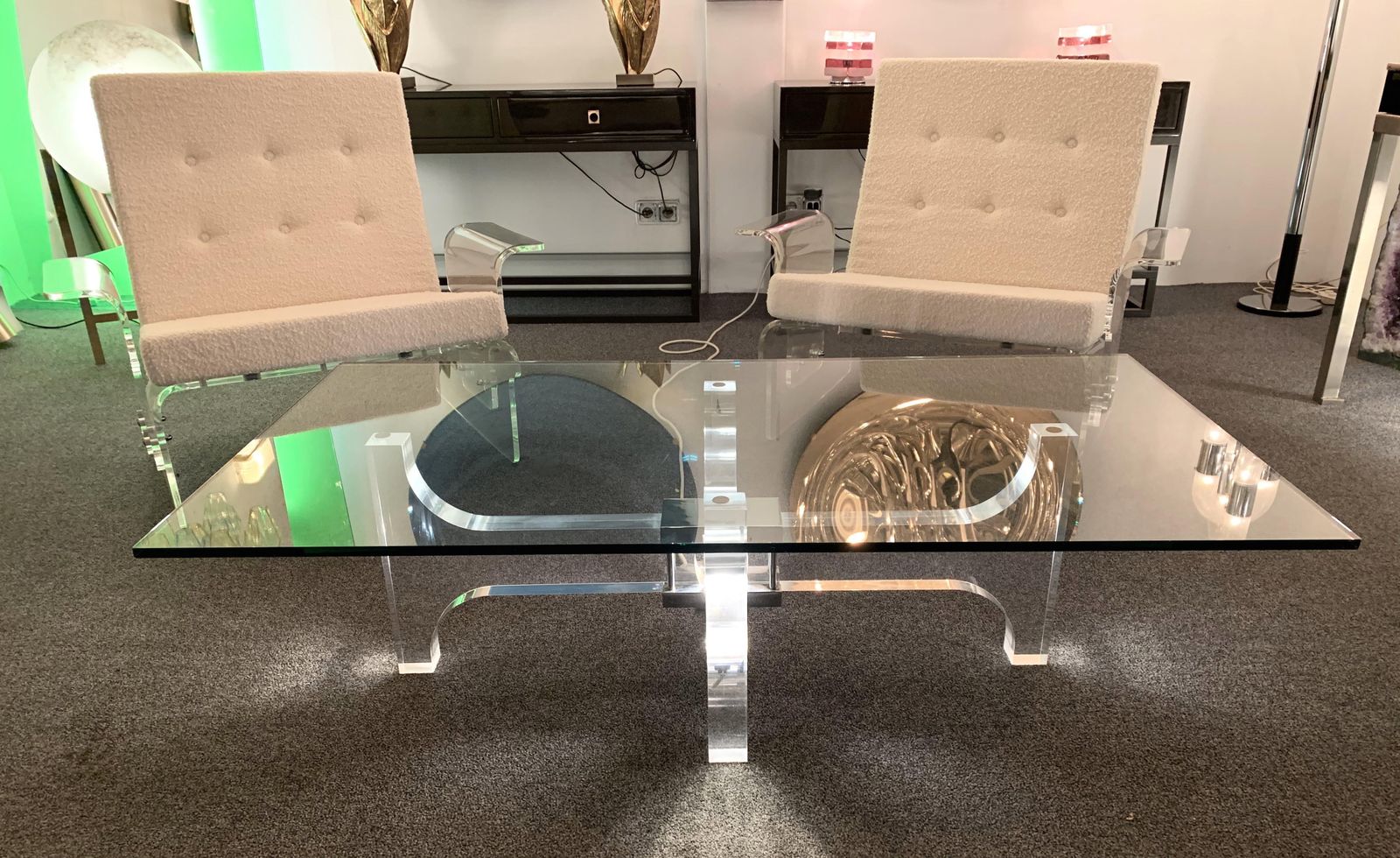 Lightning Lucite And Metal Coffee Table By Philippe Jean, France, 1970s photo vinterior