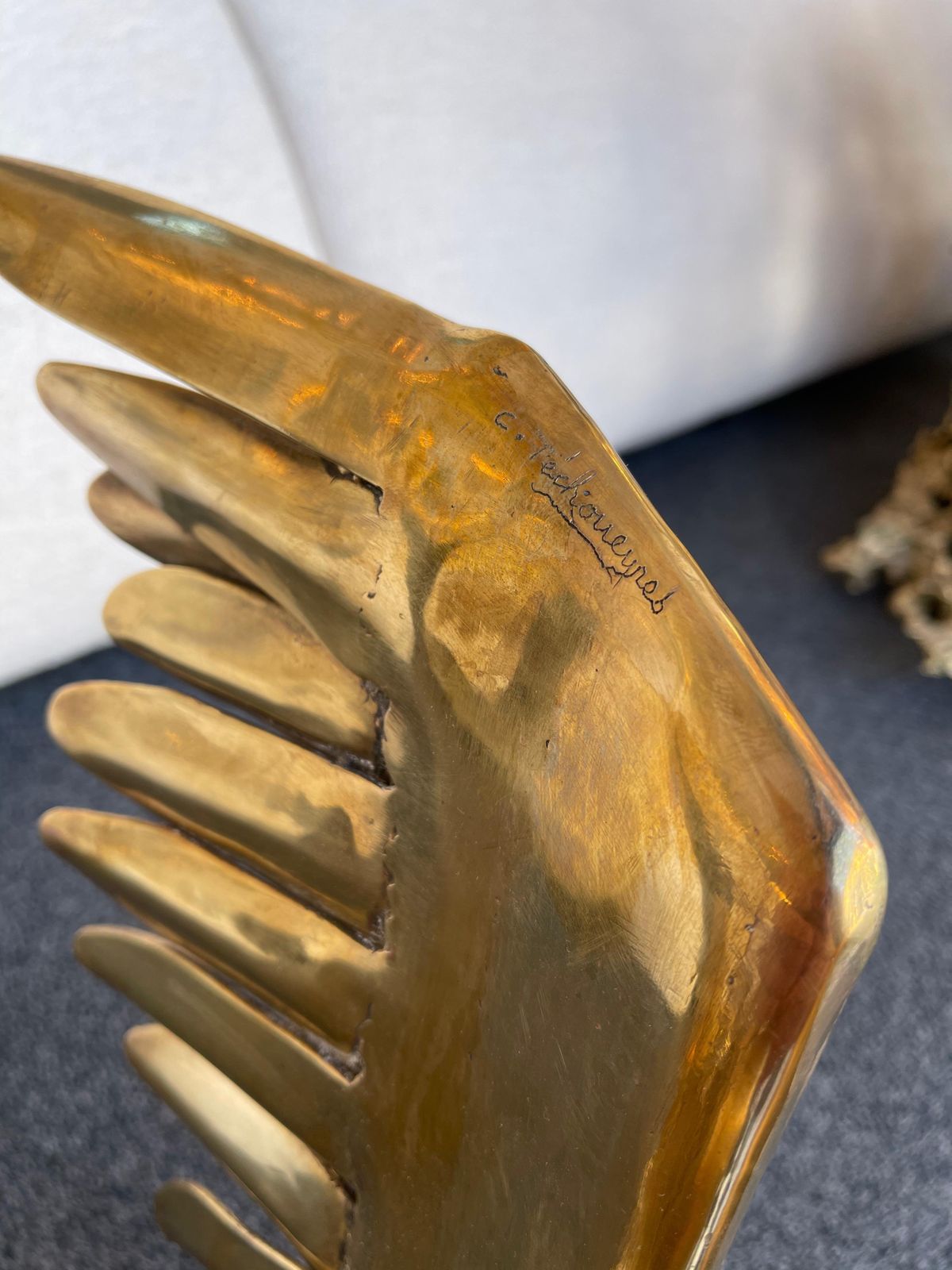 Bronze Pelican And Reed Coffee Table By Christian Techoueyres, France, 1970s photo buy