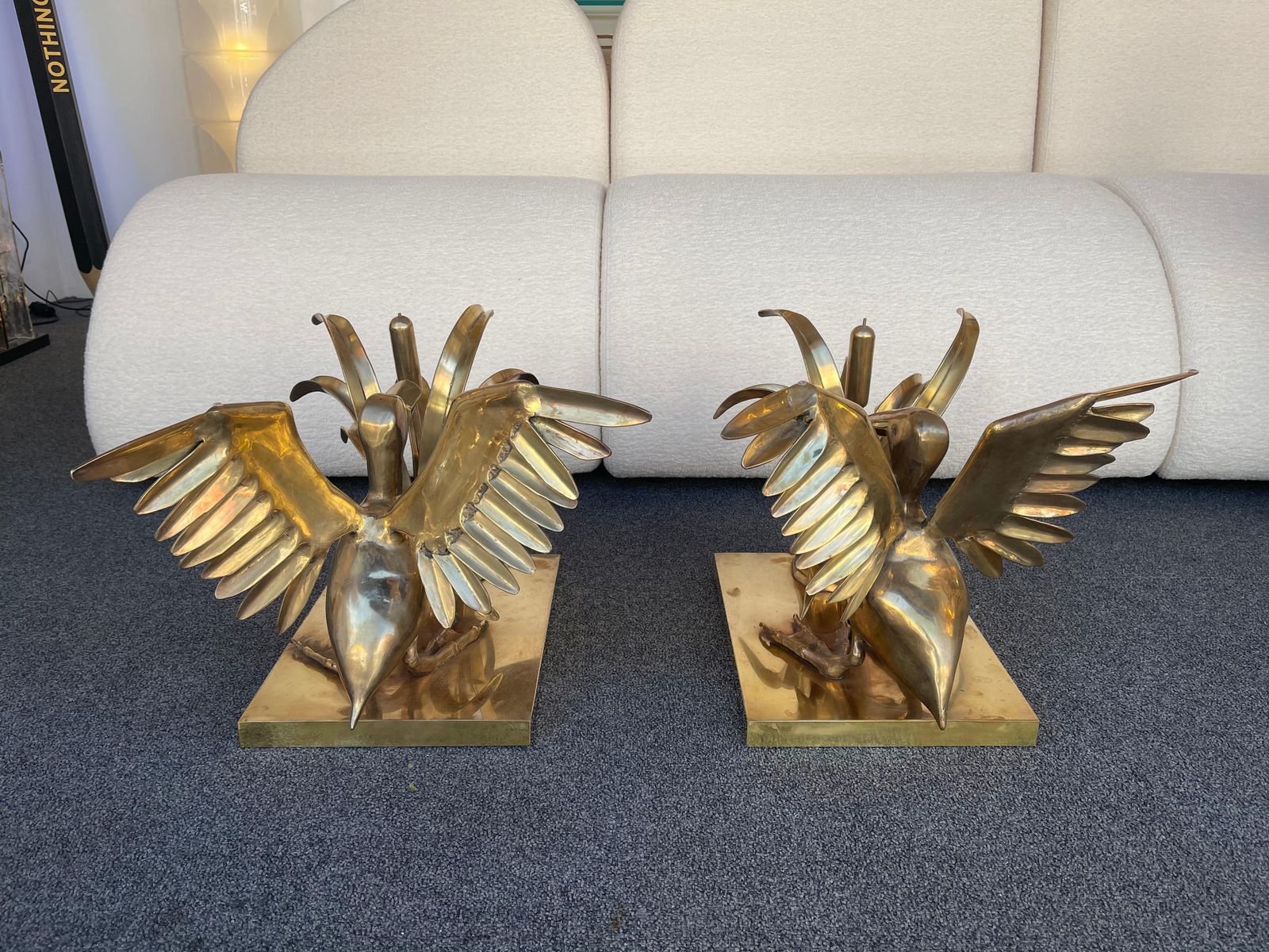 photo for sale Bronze Pelican And Reed Coffee Table By Christian Techoueyres, France, 1970s