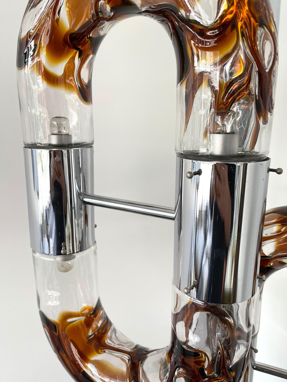 Lighting Floor Lamp Metal Chrome Murano Glass By Aldo Nason For Mazzega, Italy, 1970s photo