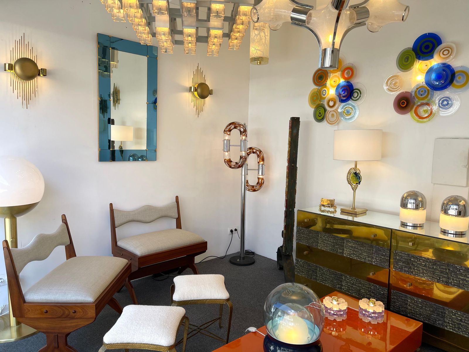 4112.0 Floor Lamp Metal Chrome Murano Glass By Aldo Nason For Mazzega, Italy, 1970s photo