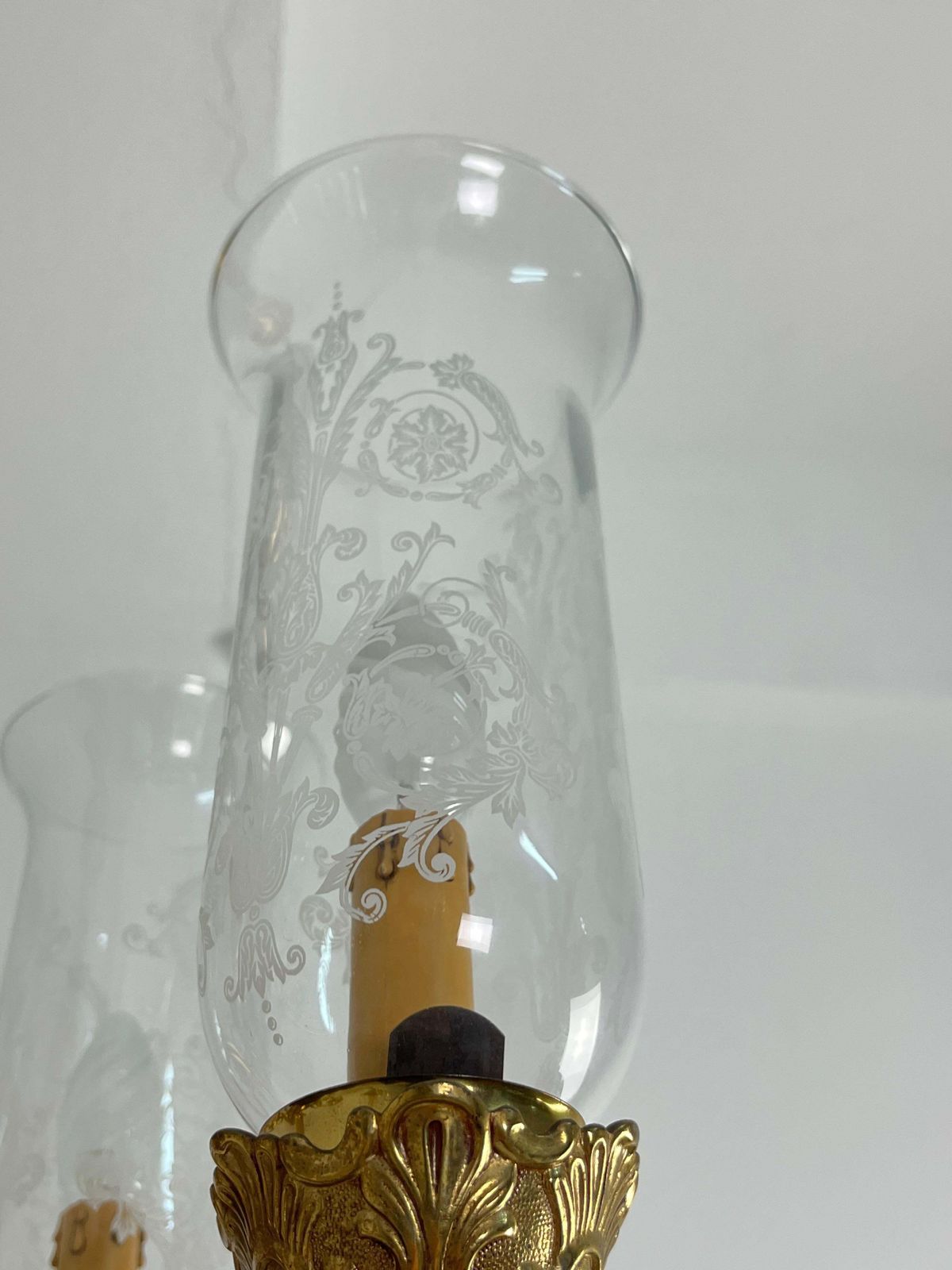 Set Of 2 Venetian Chandeliers 6 Lights Brass And Murano Glass 1960s photo Lighting