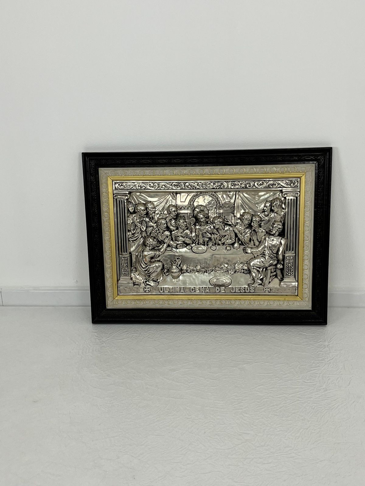 photo for sale Large "Ultima Cena De Jesus" Made In Italy Silver Plated Metal 1960s