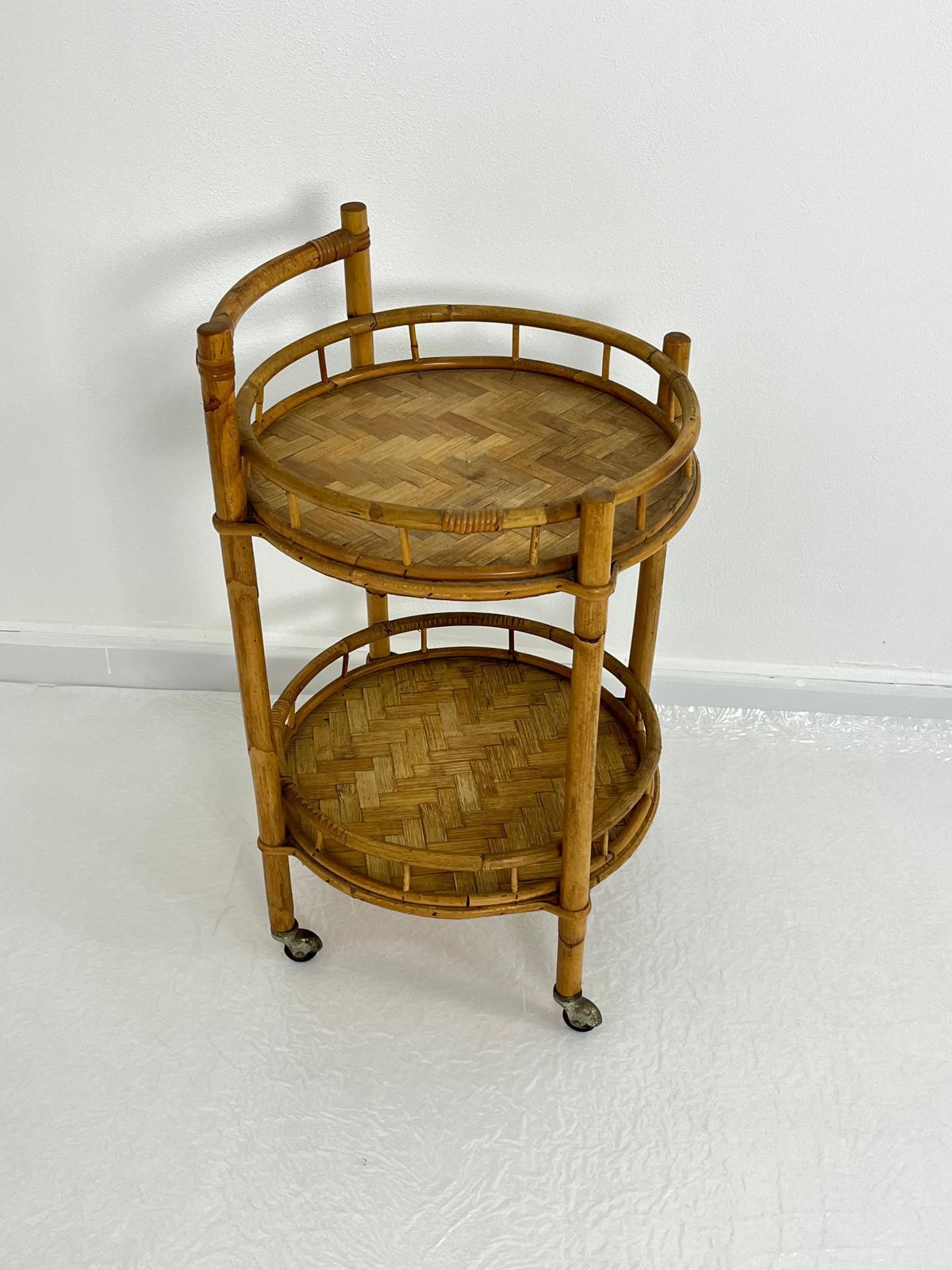 Mid Century Bamboo Circular Bar Cart, 1960s photo buy