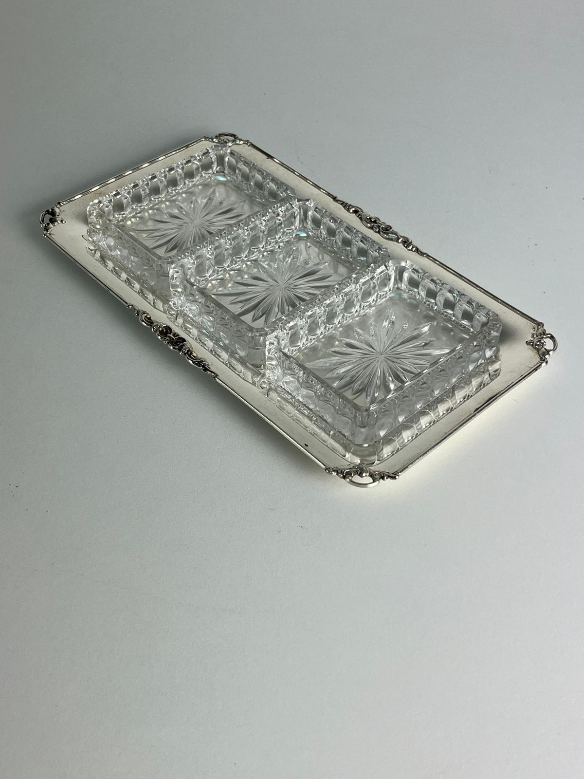 800 Silver And Glass Appetizer Dish, Made In Italy, 1980s photo 754.0