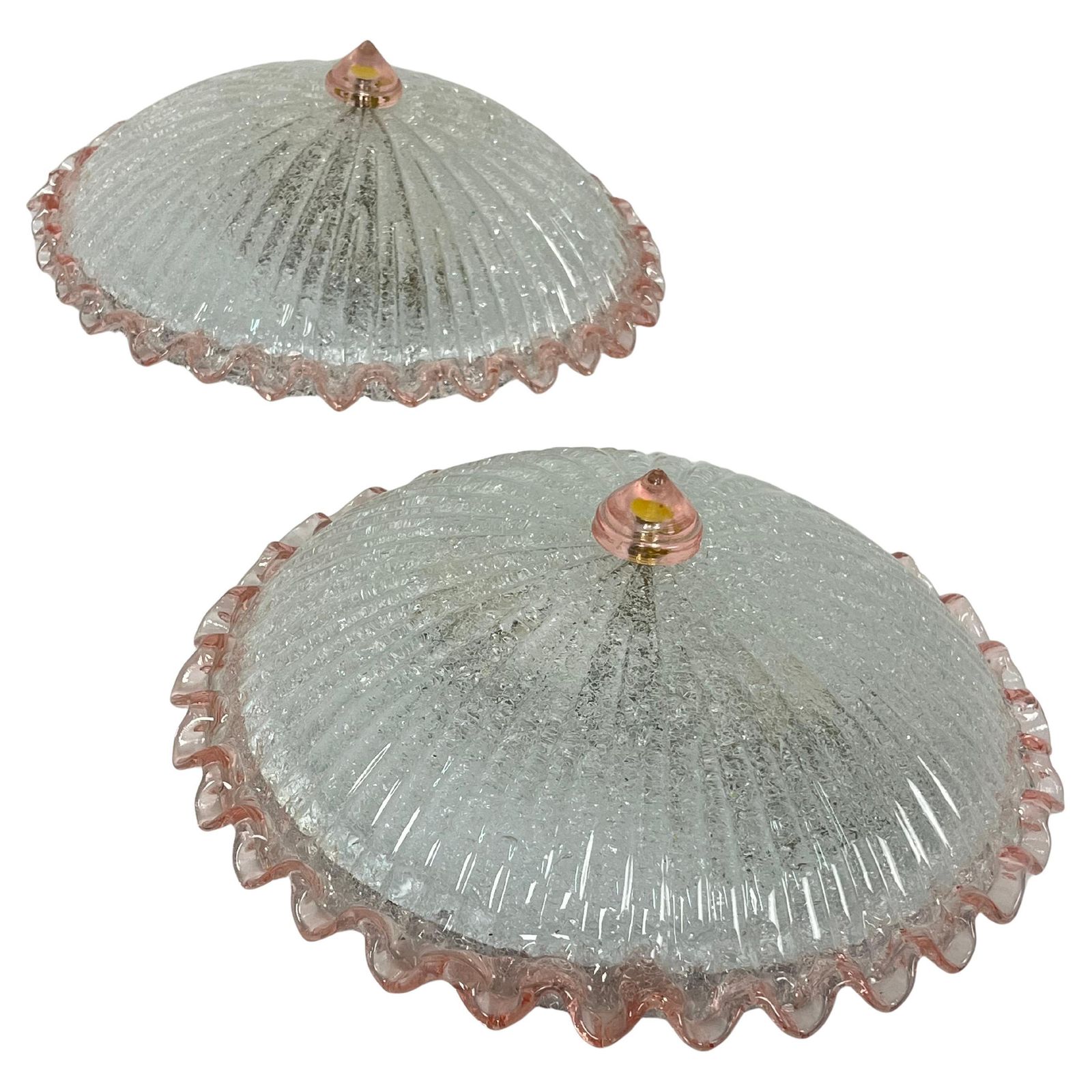 Set Of 2 Murano Glass Ceiling Lights, In The Style Of Barovier & Toso 1980s