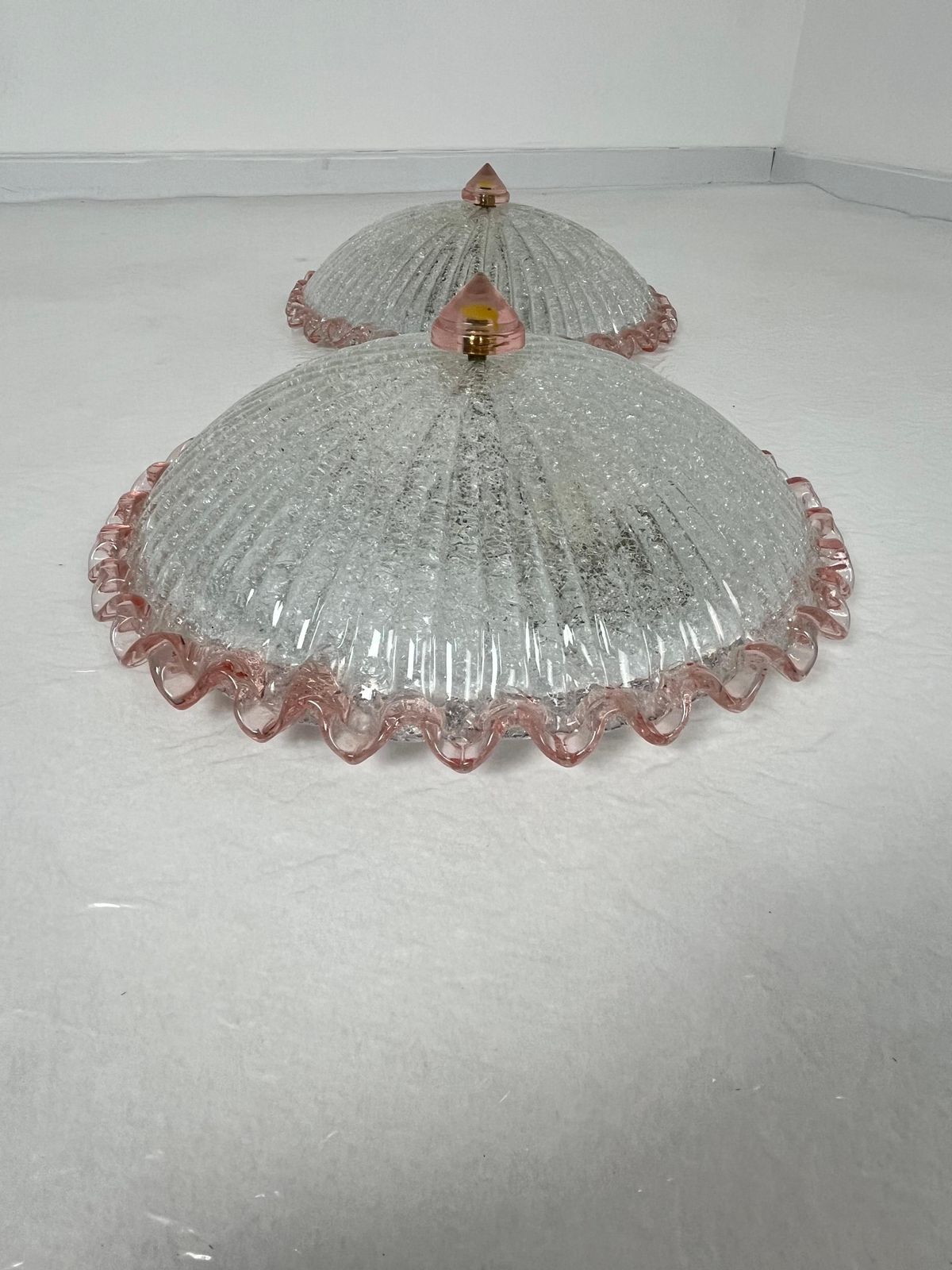 Set Of 2 Murano Glass Ceiling Lights, In The Style Of Barovier & Toso 1980s photo Lighting