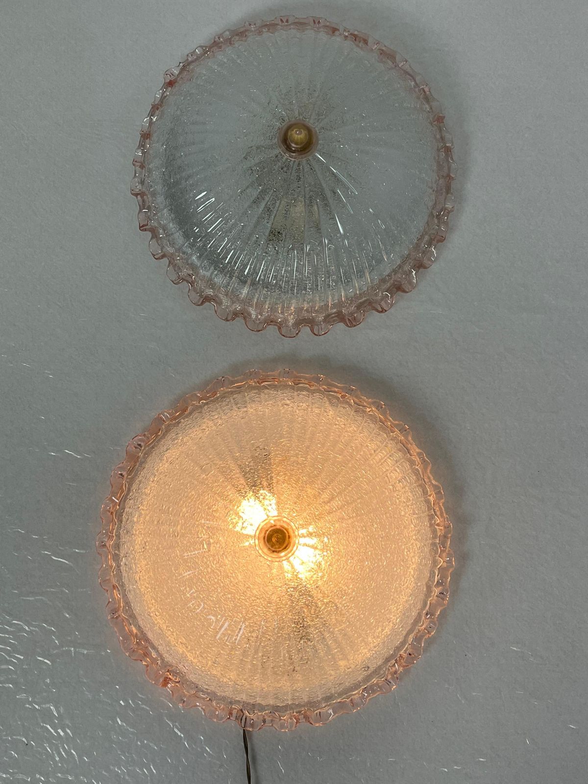 771.0 Set Of 2 Murano Glass Ceiling Lights, In The Style Of Barovier & Toso 1980s photo