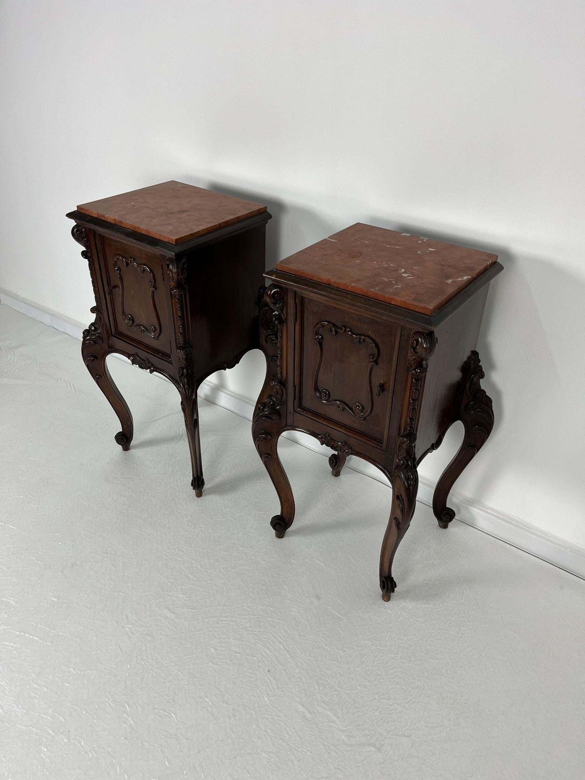 Set Of 2 French Louis XV Night Stands, Marble Top, 1930s photo 3084.0