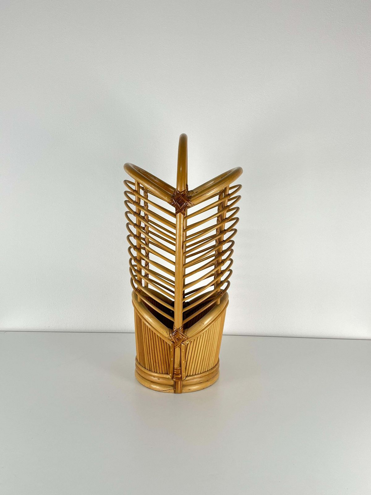photo for sale Mid Century Bamboo Umbrella Stand, Made In Italy, 1960s